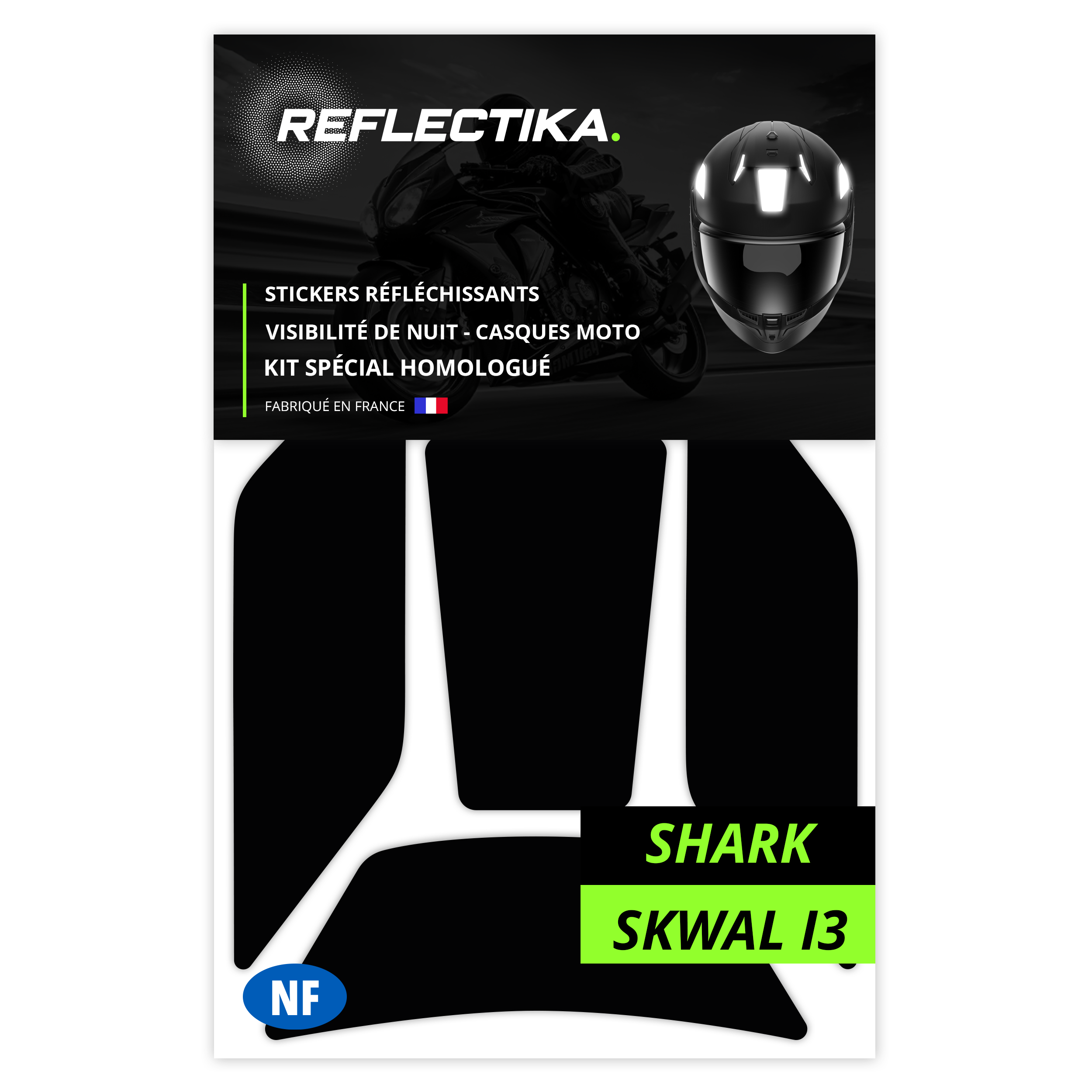 Kit Spécial Stickers Autocollants Réfléchissants pour casque Moto Shark SKWAL I3