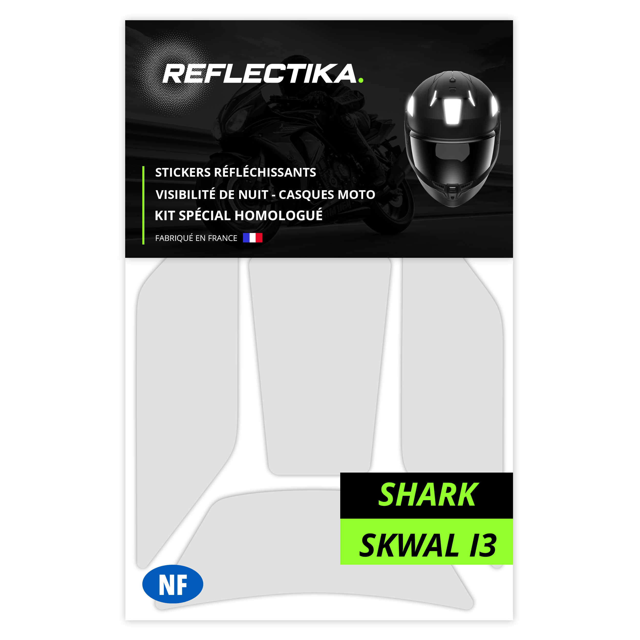 Kit Spécial Stickers Autocollants Réfléchissants pour casque Moto Shark SKWAL I3