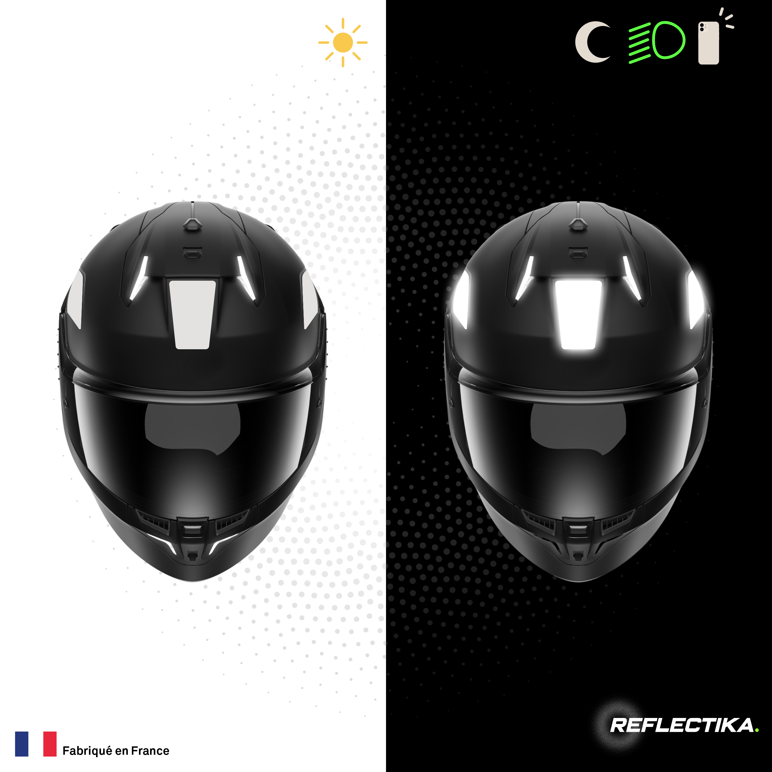 Kit Spécial Stickers Autocollants Réfléchissants pour casque Moto Shark SKWAL I3