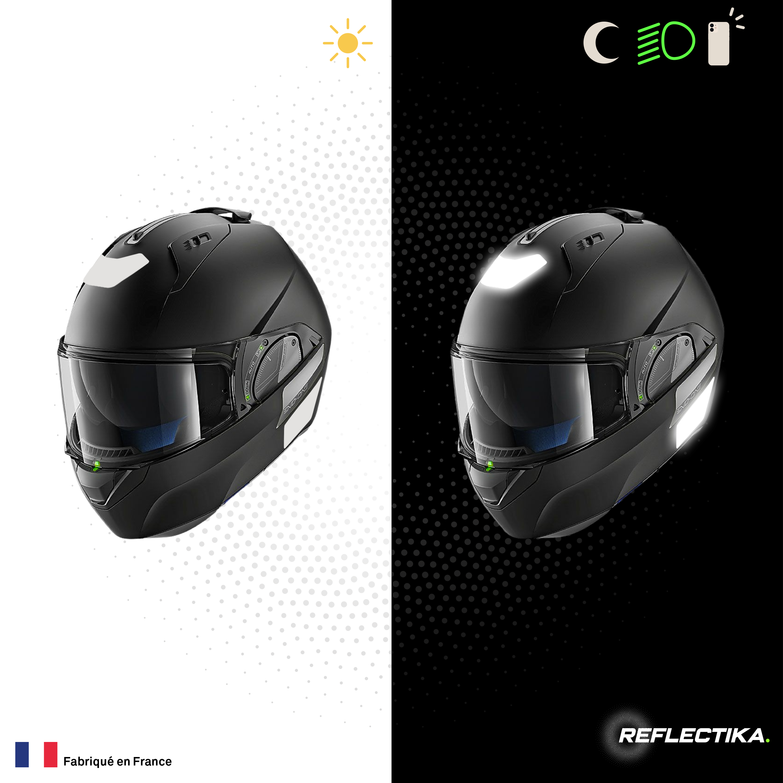 Kit Spécial Stickers Autocollants Réfléchissants pour casque Moto Shark Evo One 2