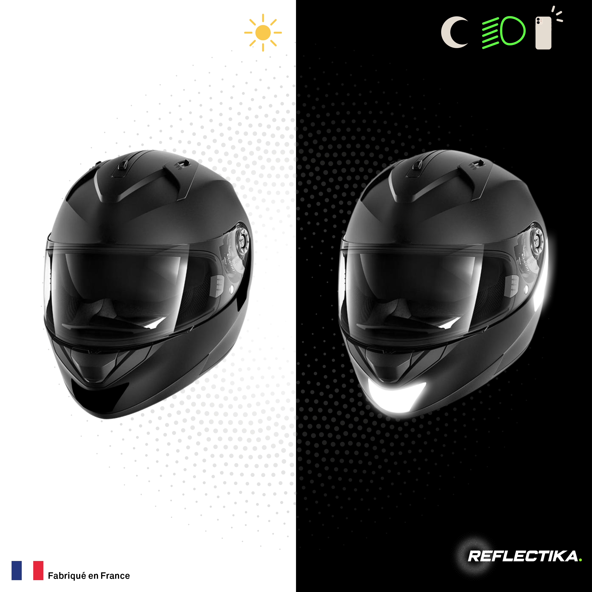 Kit Spécial Stickers Autocollants Réfléchissants pour casque Moto Shark Ridill