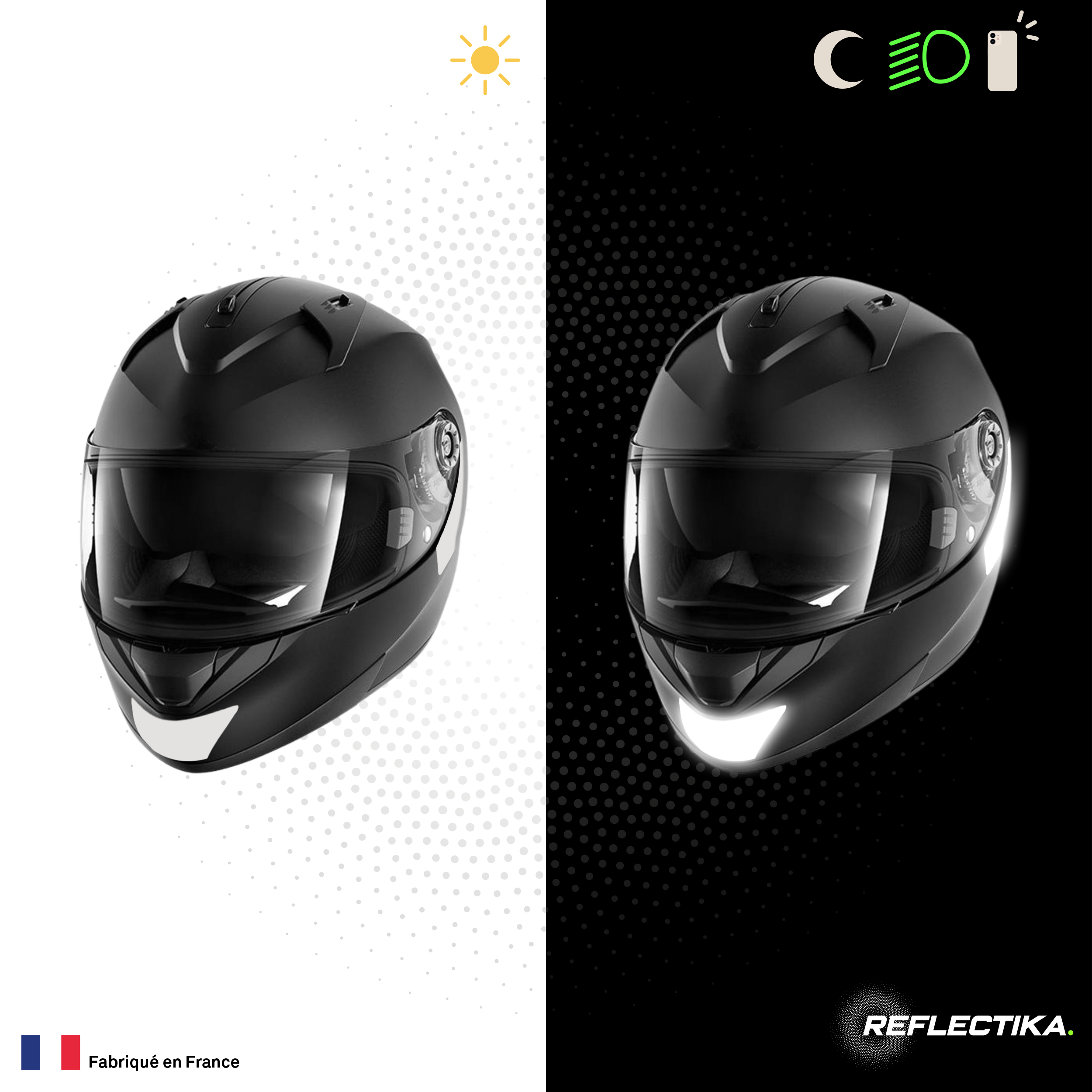 Kit Spécial Stickers Autocollants Réfléchissants pour casque Moto Shark Ridill