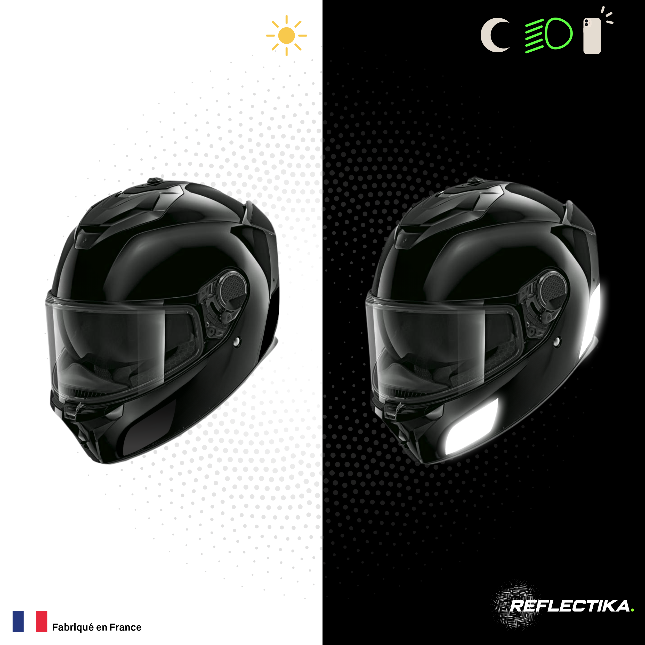 Kit Spécial Stickers Autocollants Réfléchissants pour casque Moto Shark Spartan GT