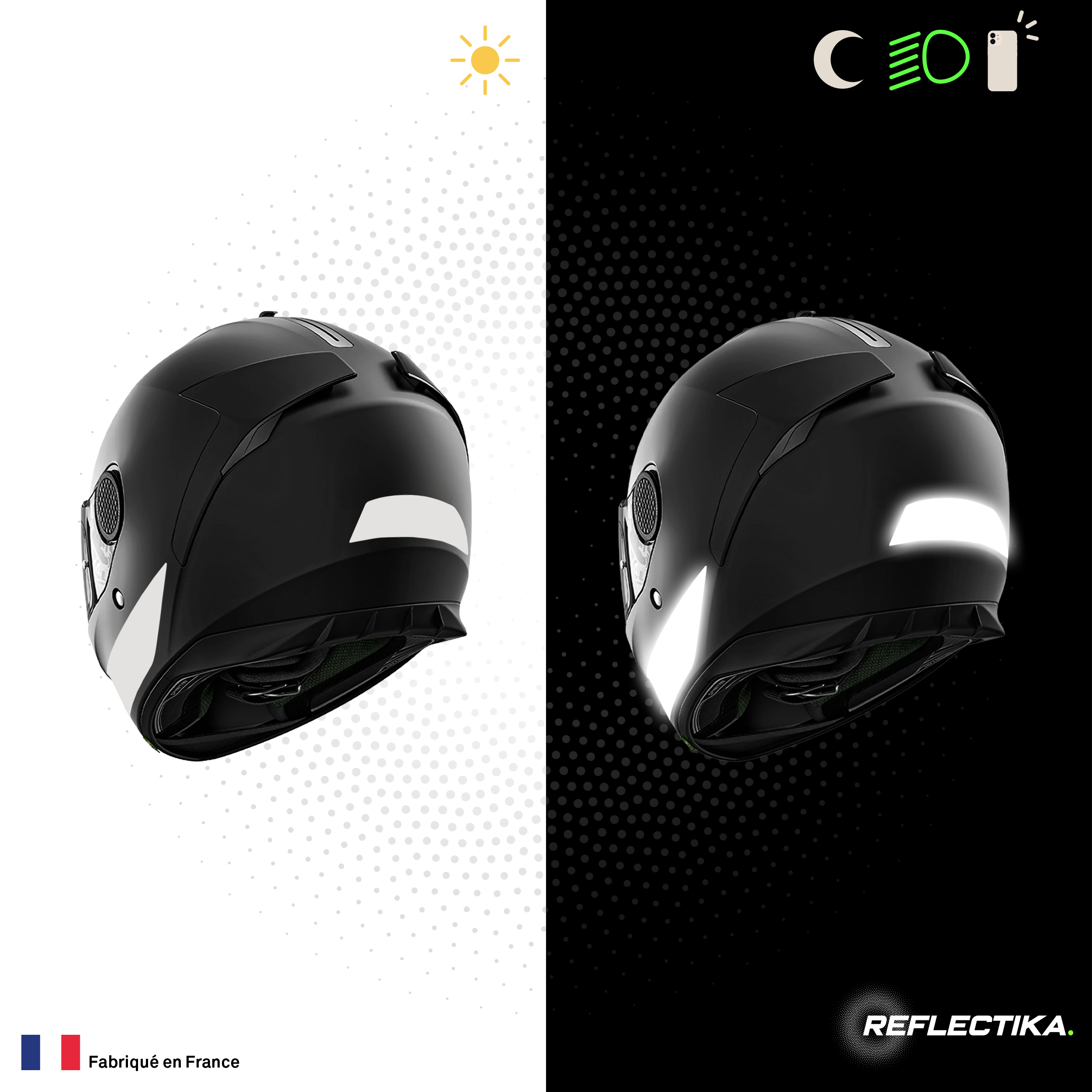 Kit Spécial Stickers Autocollants Réfléchissants pour casque Moto Shark Spartan