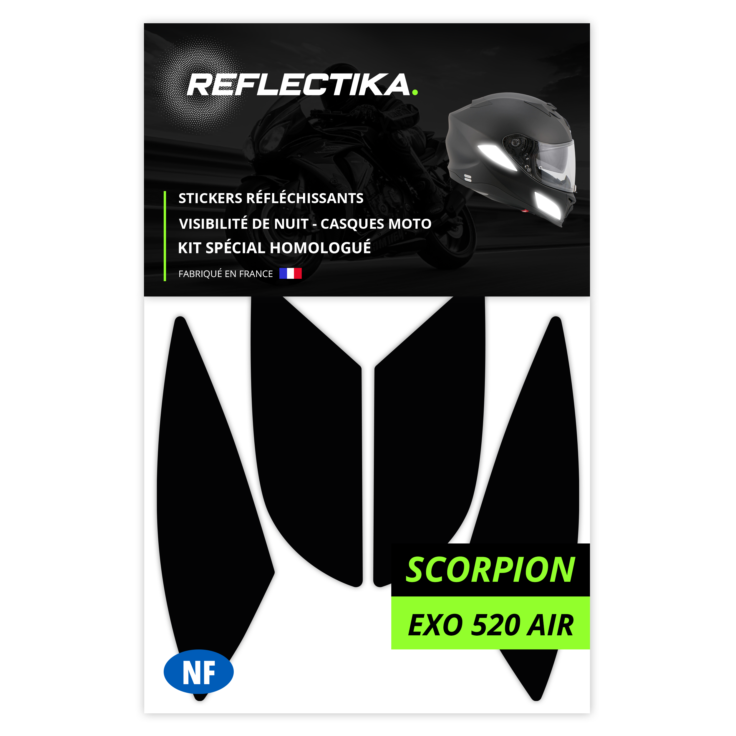 Kit Spécial Stickers Autocollants Réfléchissants pour casque Moto Scorpion Exo 520 AIR