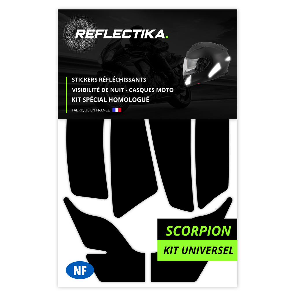 Kit Spécial Stickers Autocollants Réfléchissants pour casque Moto Scorpion Kit Universel