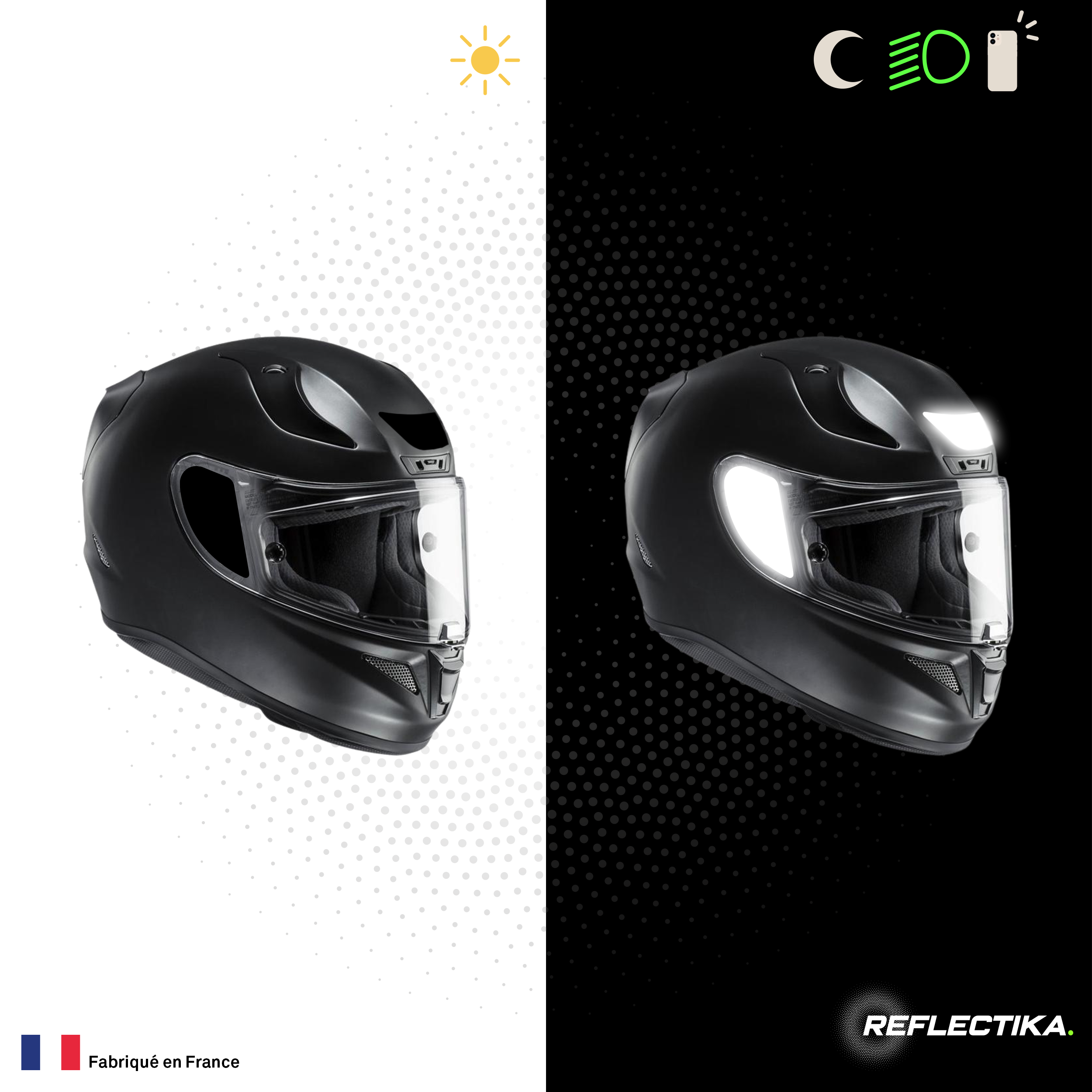 Kit Spécial Stickers Autocollants Réfléchissants pour casque Moto HJC RPHA 11