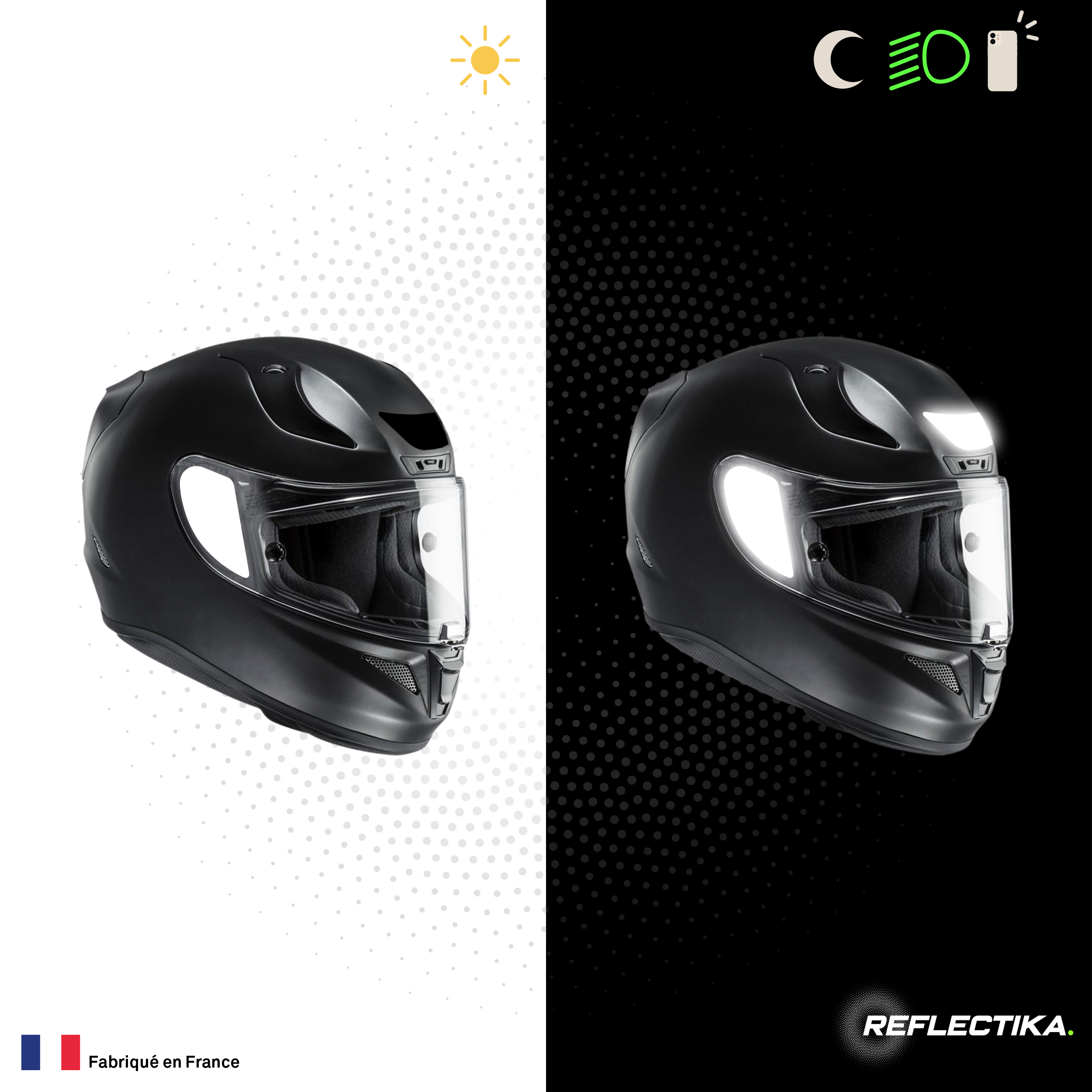Kit Spécial Stickers Autocollants Réfléchissants pour casque Moto HJC RPHA 11