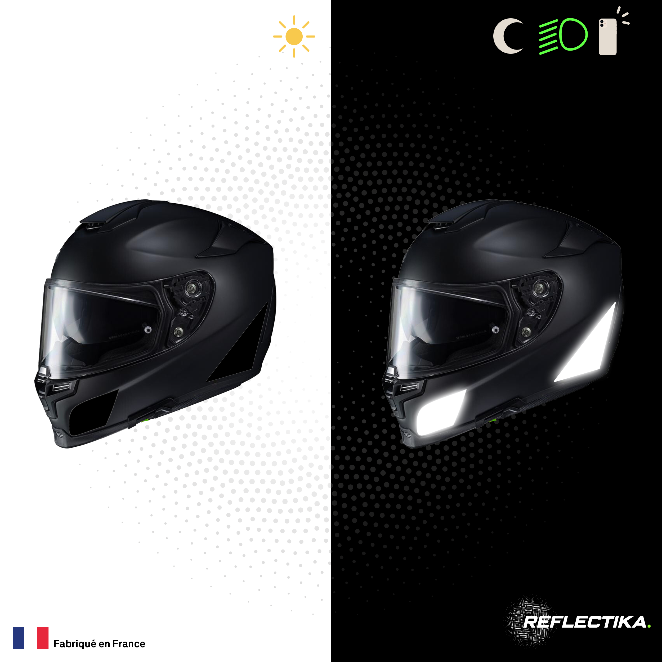 Kit Spécial Stickers Autocollants Réfléchissants pour casque Moto HJC RPHA 70