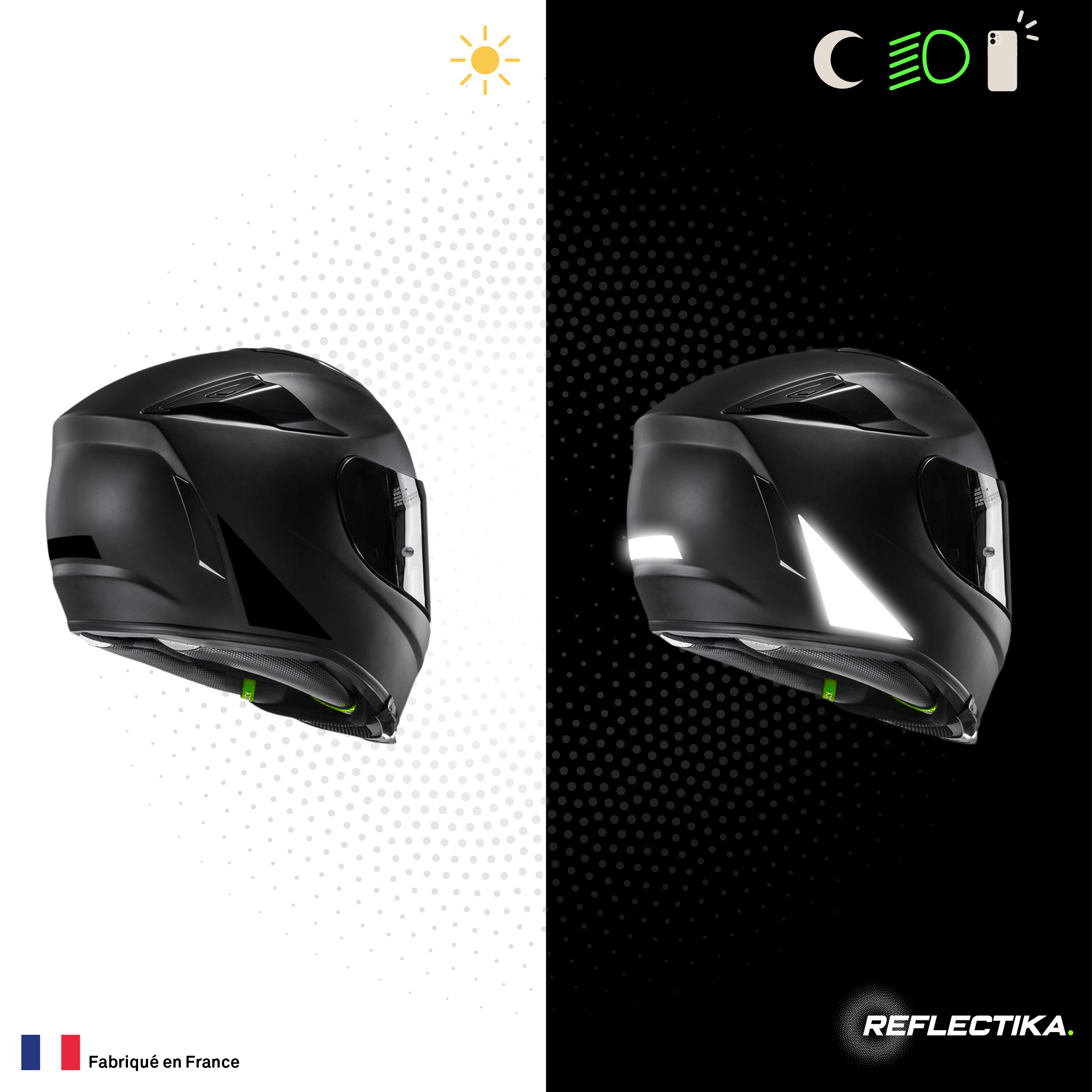 Kit Spécial Stickers Autocollants Réfléchissants pour casque Moto HJC RPHA 70