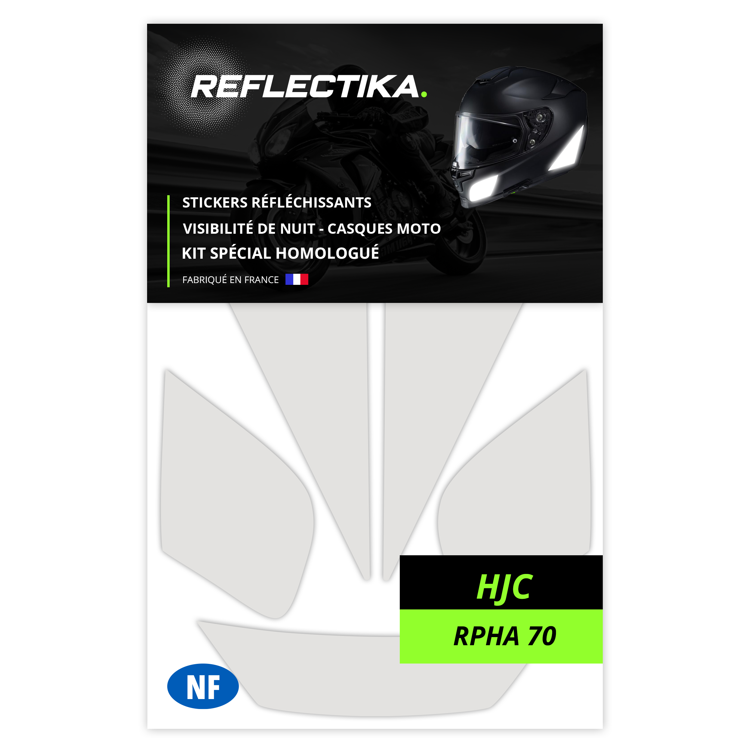 Kit Spécial Stickers Autocollants Réfléchissants pour casque Moto HJC RPHA 70