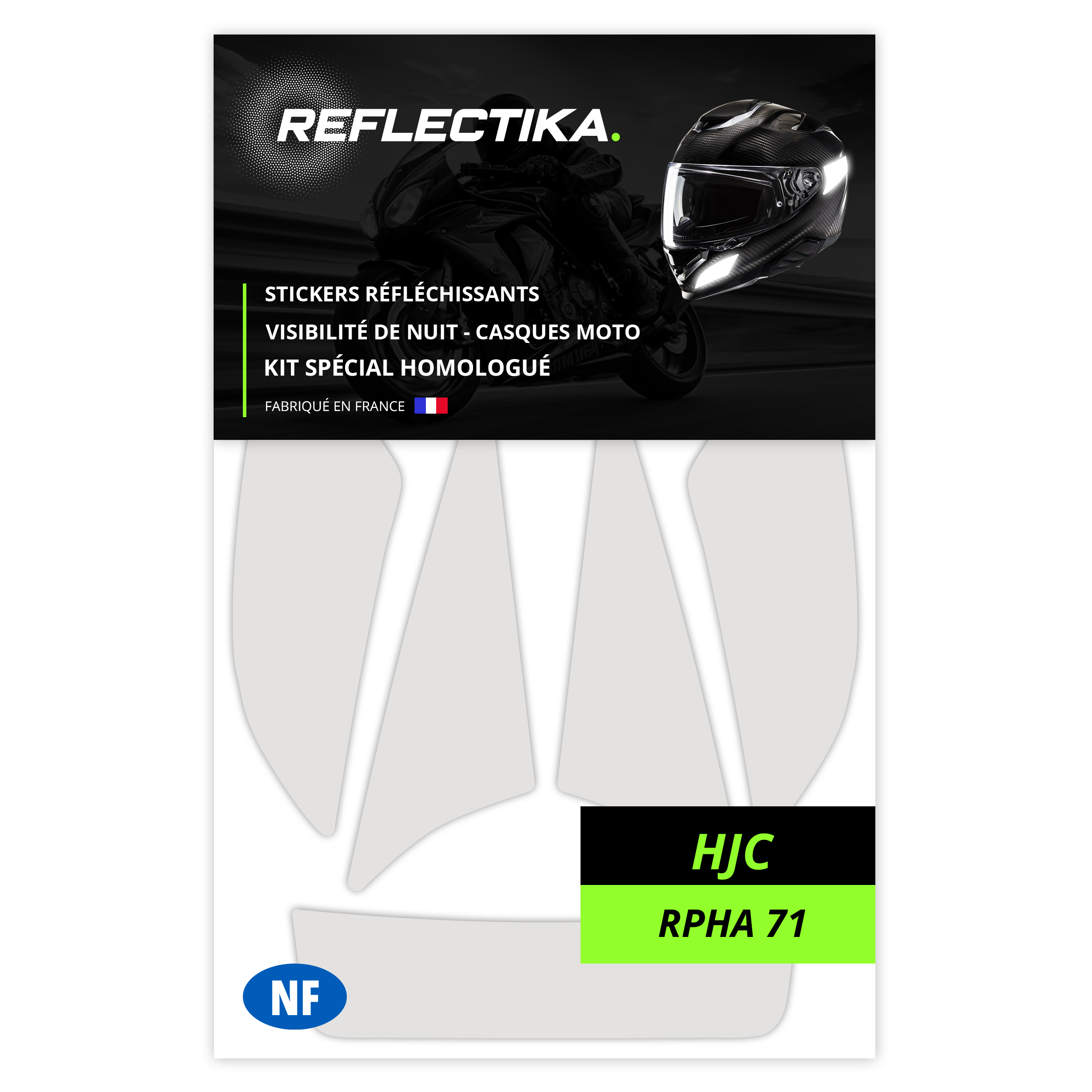 Kit Spécial Stickers Autocollants Réfléchissants pour casque Moto HJC RPHA 71