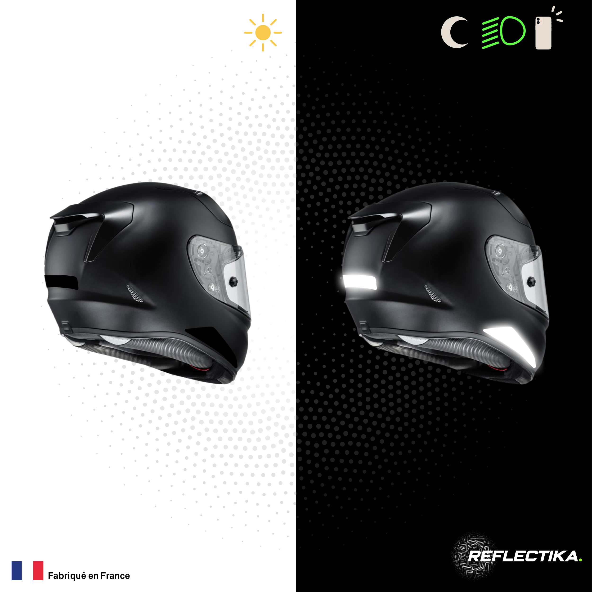 Kit Spécial Stickers Autocollants Réfléchissants pour casque Moto HJC Kit Universel