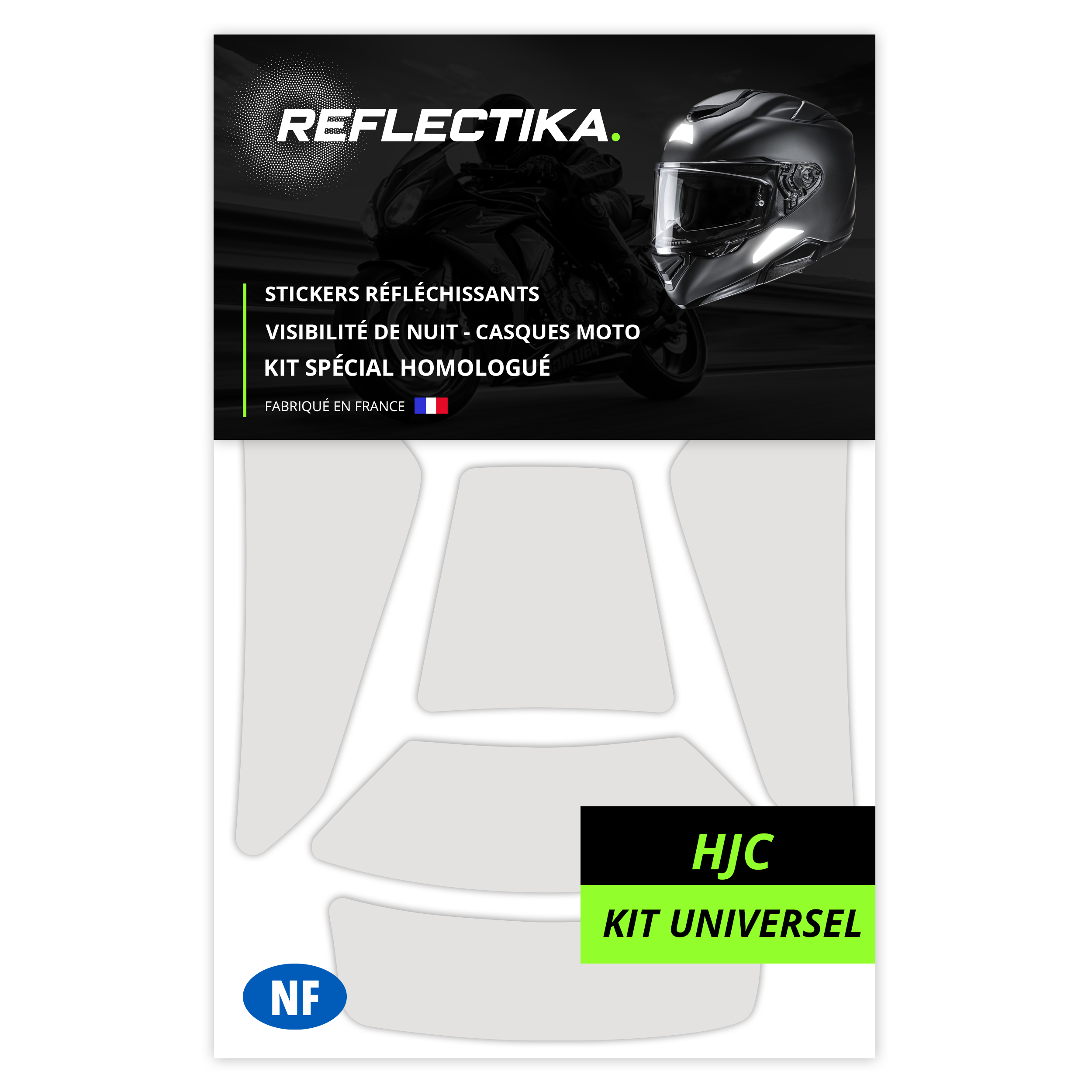 Kit Spécial Stickers Autocollants Réfléchissants pour casque Moto HJC Kit Universel