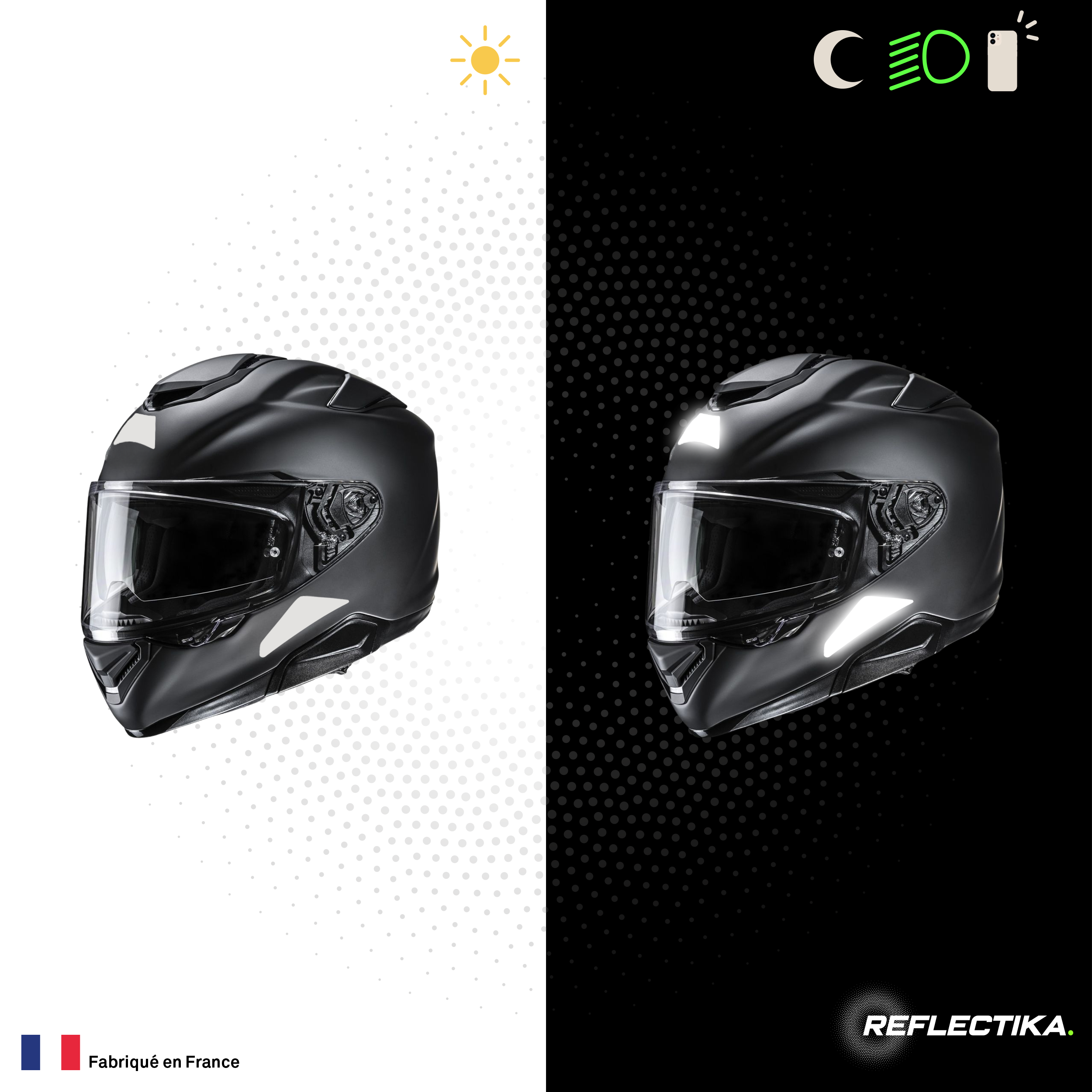 Kit Spécial Stickers Autocollants Réfléchissants pour casque Moto HJC Kit Universel