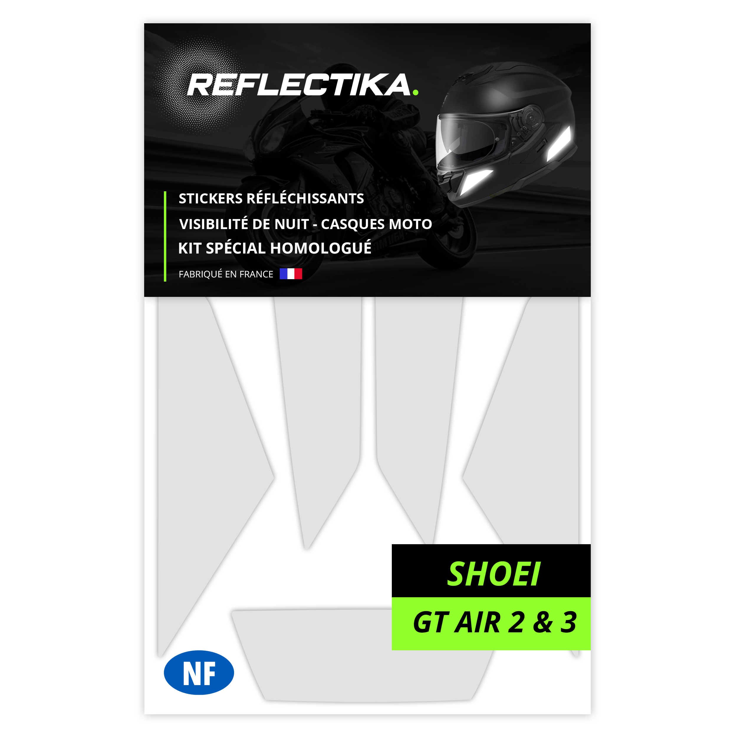 Kit Spécial Stickers Autocollants Réfléchissants pour casque Moto Shoei GT Air 2 et 3