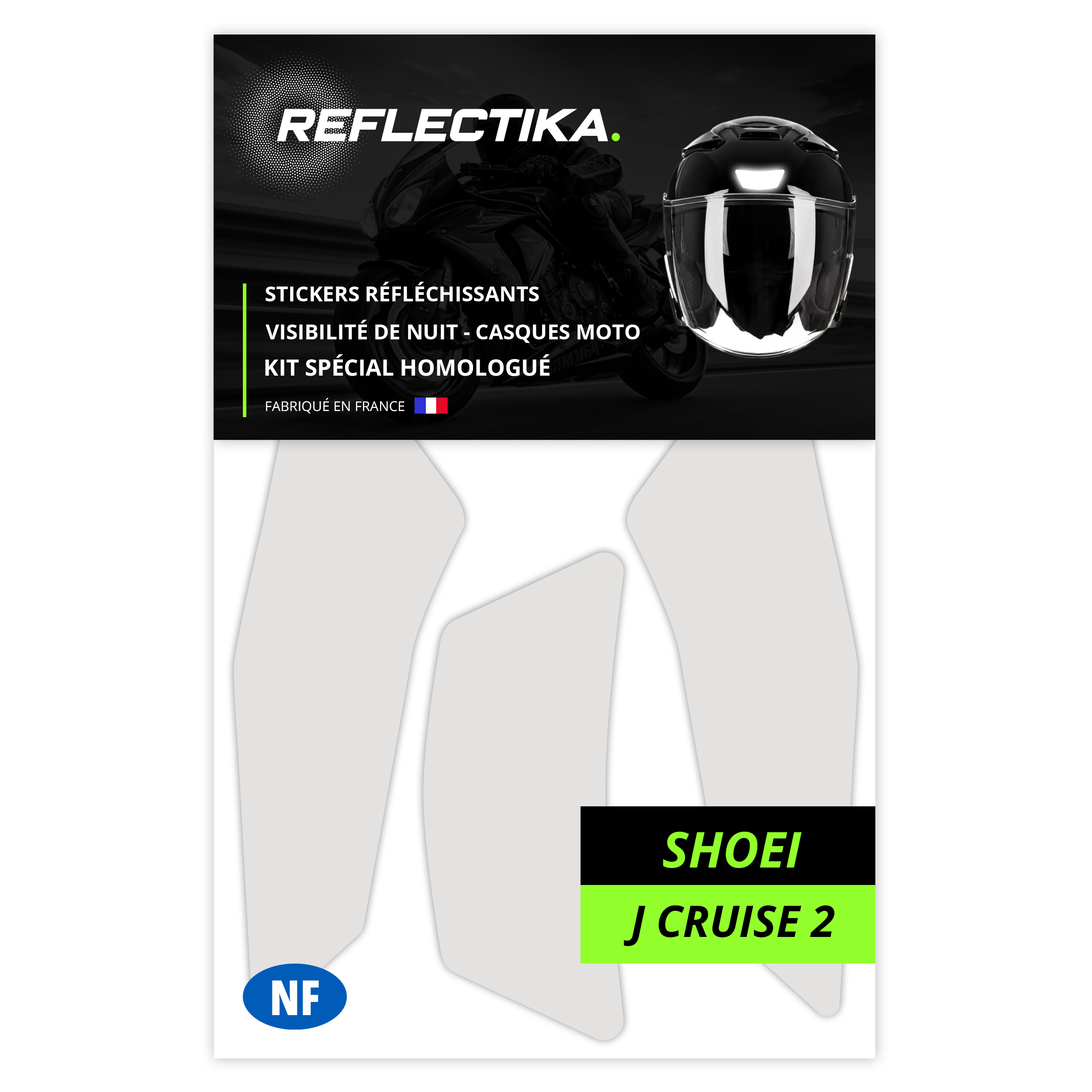 Kit Spécial Stickers Autocollants Réfléchissants pour casque Moto Shoei J Cruise 2