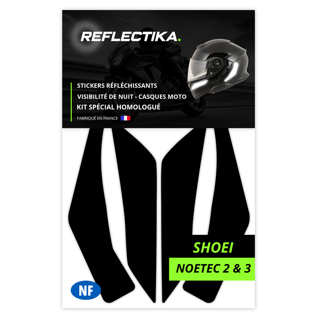 Kit Spécial Stickers Autocollants Réfléchissants pour casque Moto Shoei Noetec 2 et 3