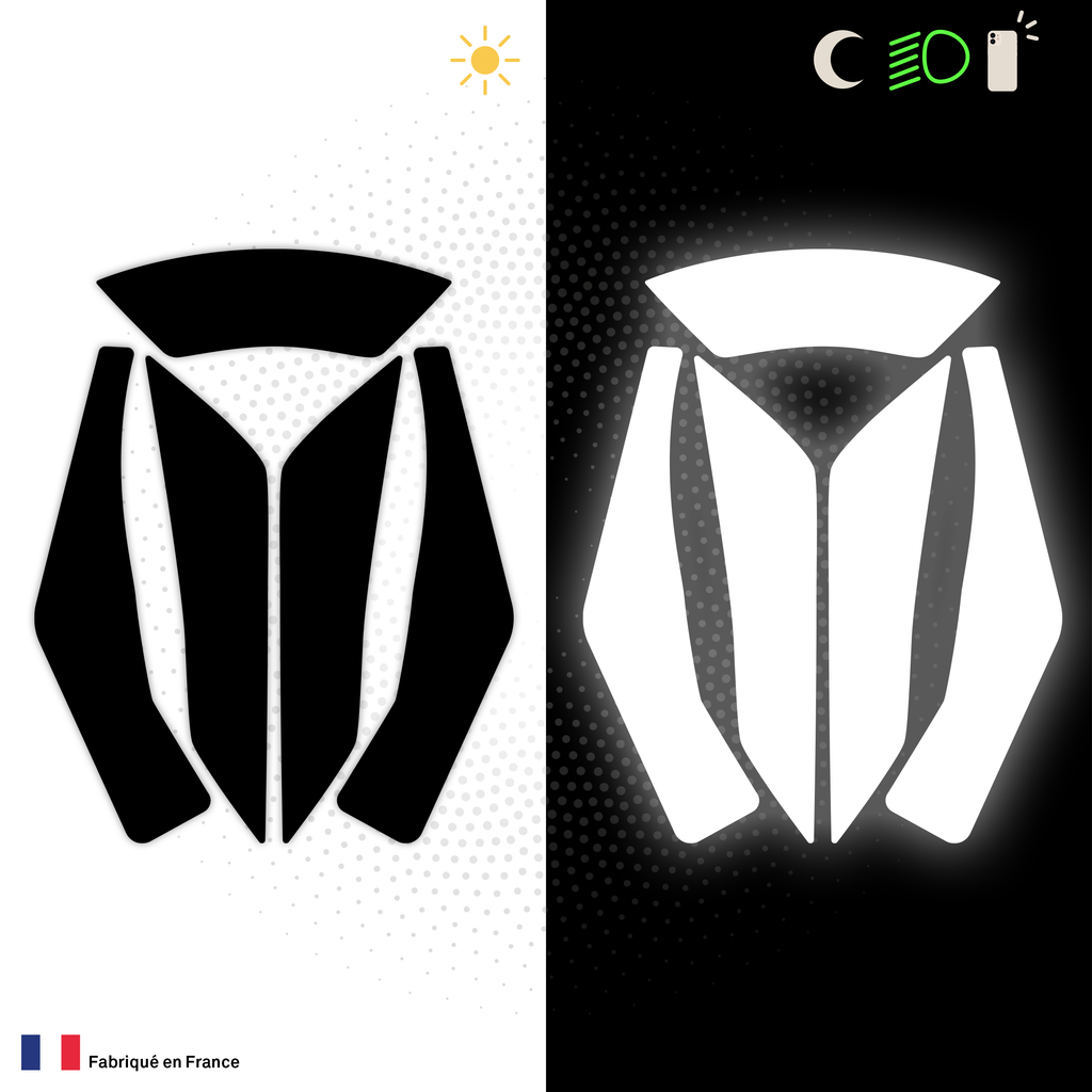 Kit Spécial Stickers Autocollants Réfléchissants pour casque Moto Shoei Noetec 2 et 3