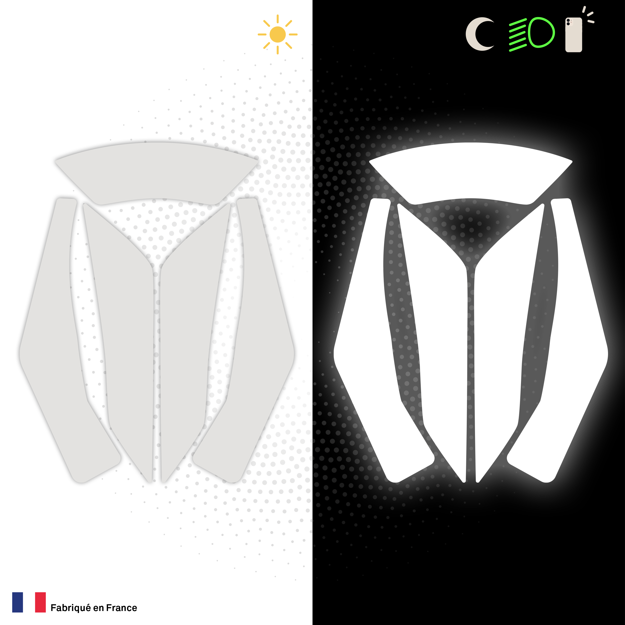 Kit Spécial Stickers Autocollants Réfléchissants pour casque Moto Shoei Noetec 2 et 3