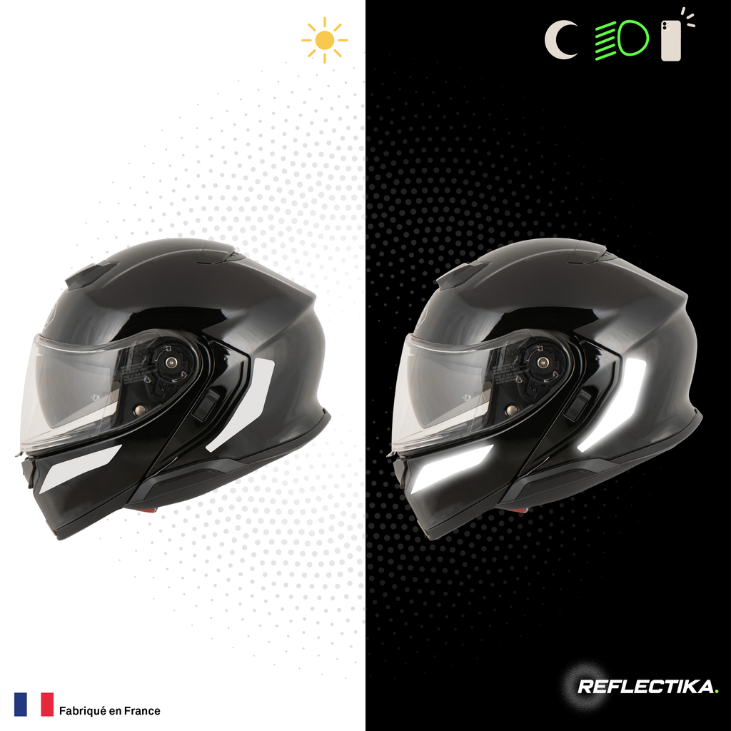 Kit Spécial Stickers Autocollants Réfléchissants pour casque Moto Shoei Noetec 2 et 3