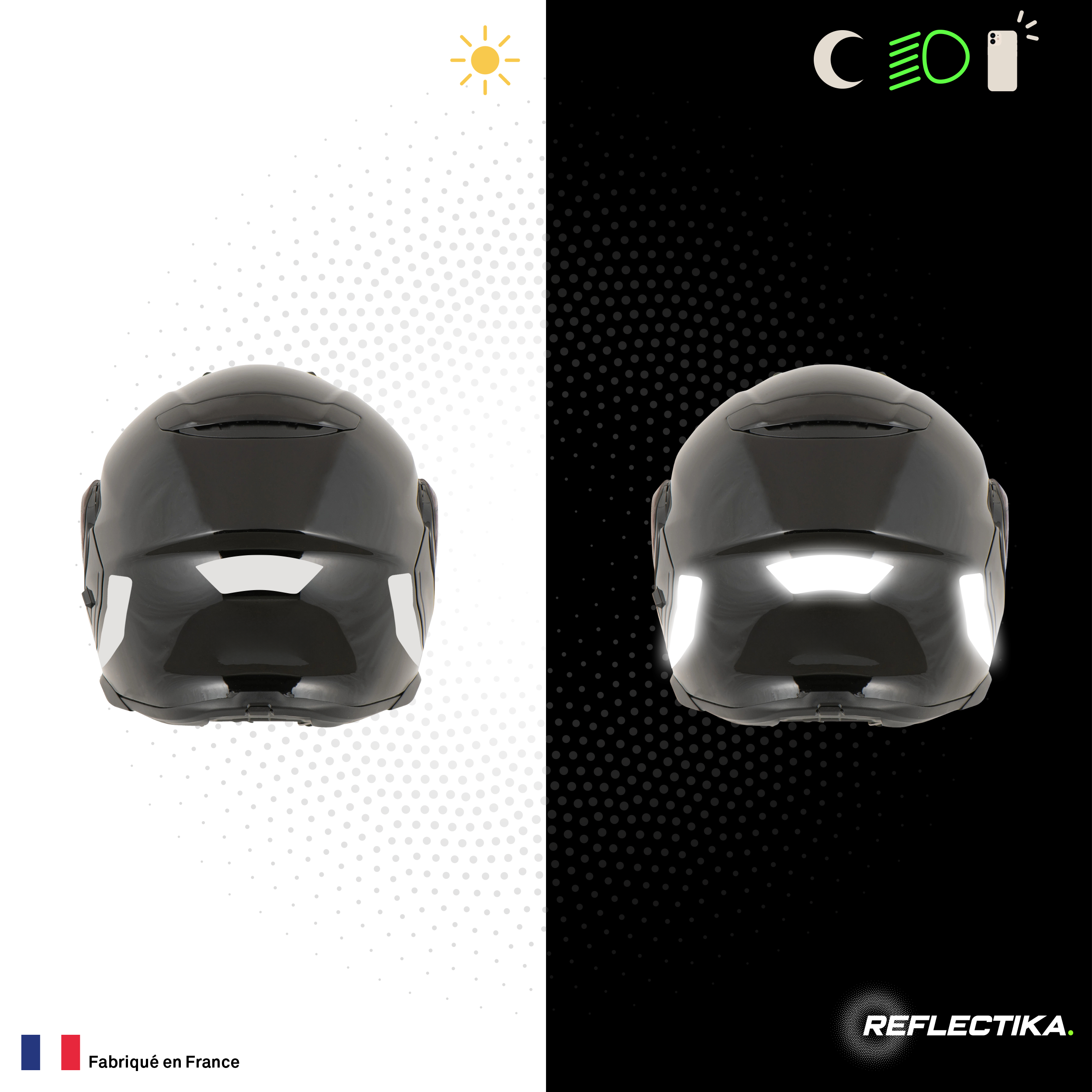 Kit Spécial Stickers Autocollants Réfléchissants pour casque Moto Shoei Noetec 2 et 3