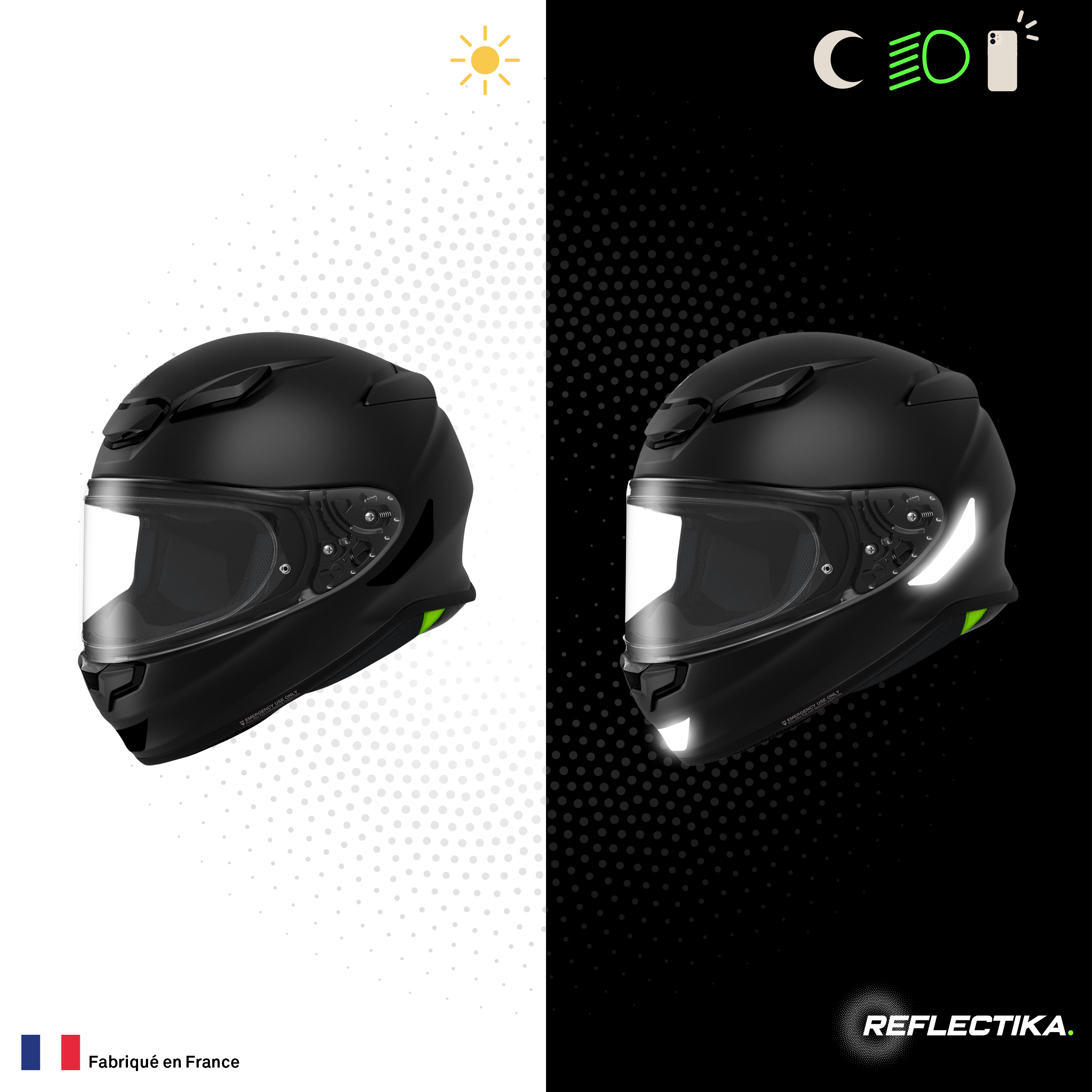 Kit Spécial Stickers Autocollants Réfléchissants pour casque Moto Shoei NXR 2