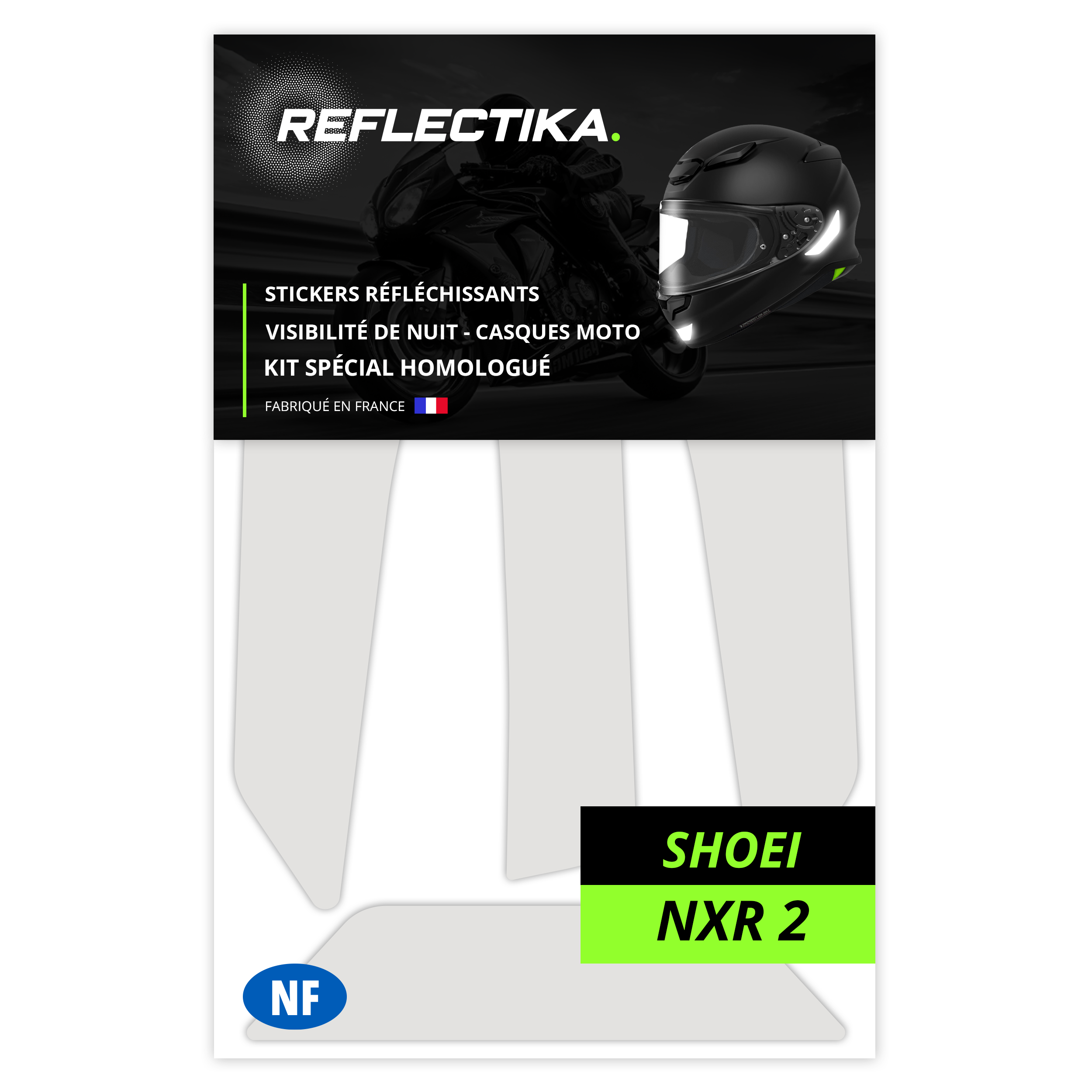 Kit Spécial Stickers Autocollants Réfléchissants pour casque Moto Shoei NXR 2