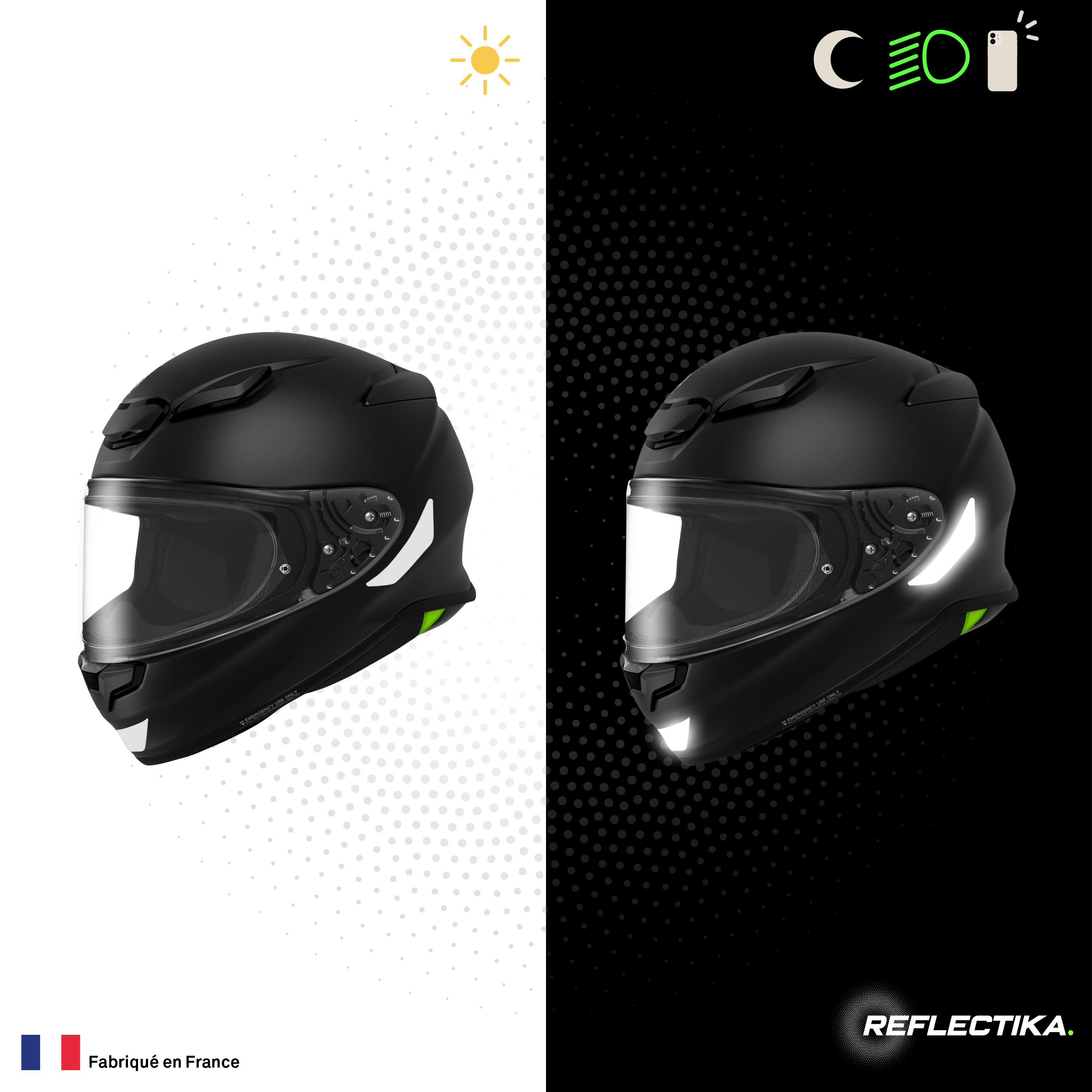 Kit Spécial Stickers Autocollants Réfléchissants pour casque Moto Shoei NXR 2