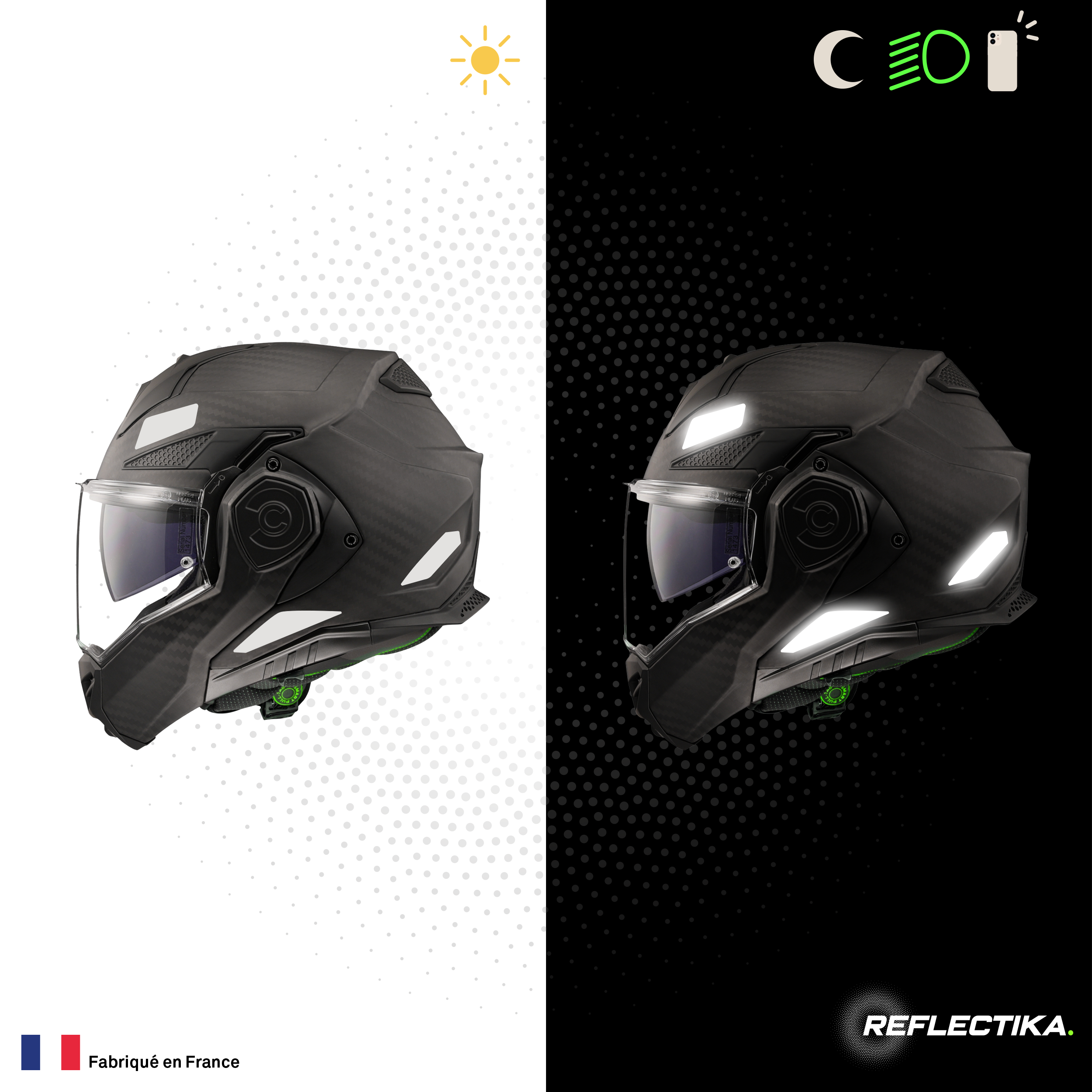 Kit Spécial Stickers Autocollants Réfléchissants pour casque Moto LS2 Advant X