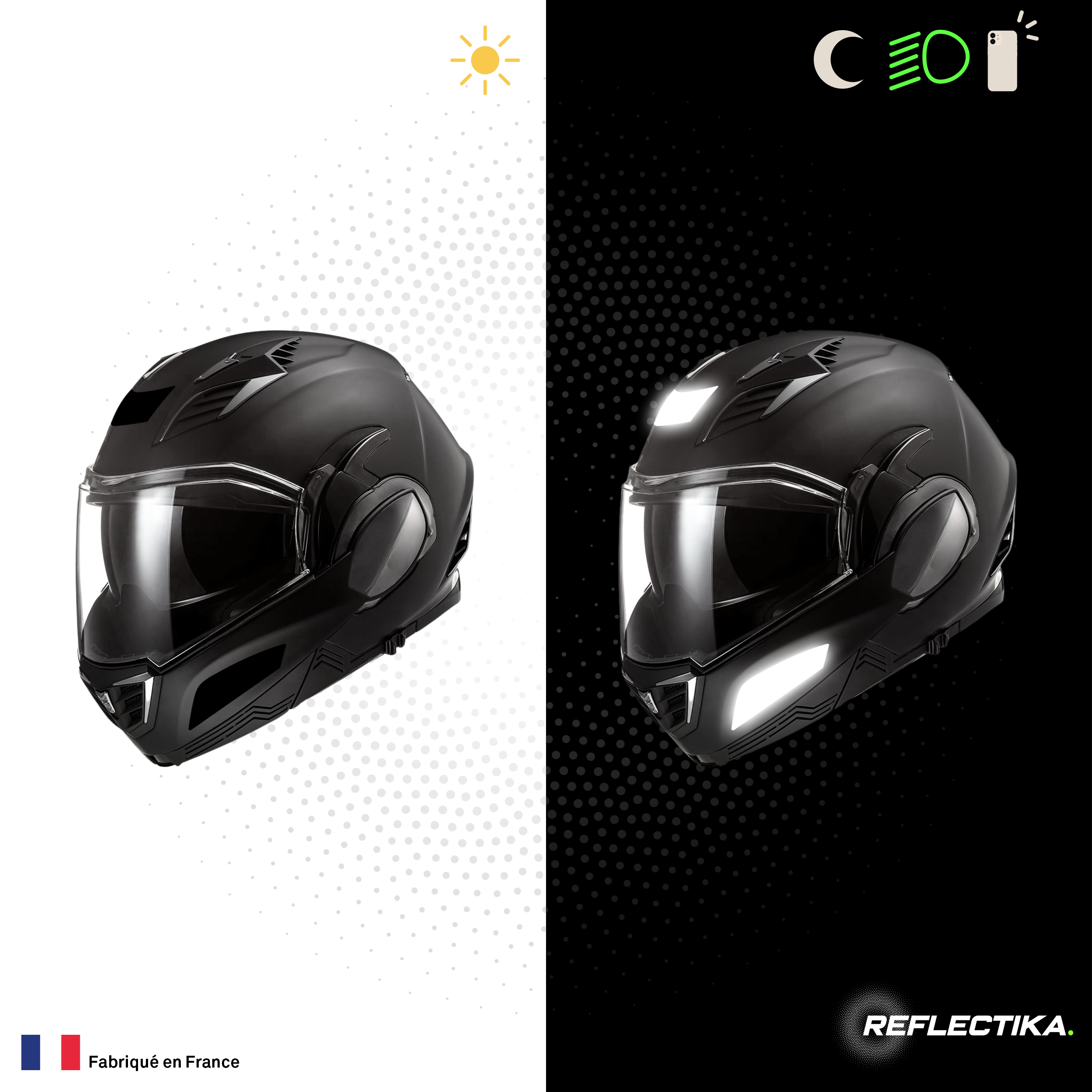 Kit Spécial Stickers Autocollants Réfléchissants pour casque Moto LS2 Valiant