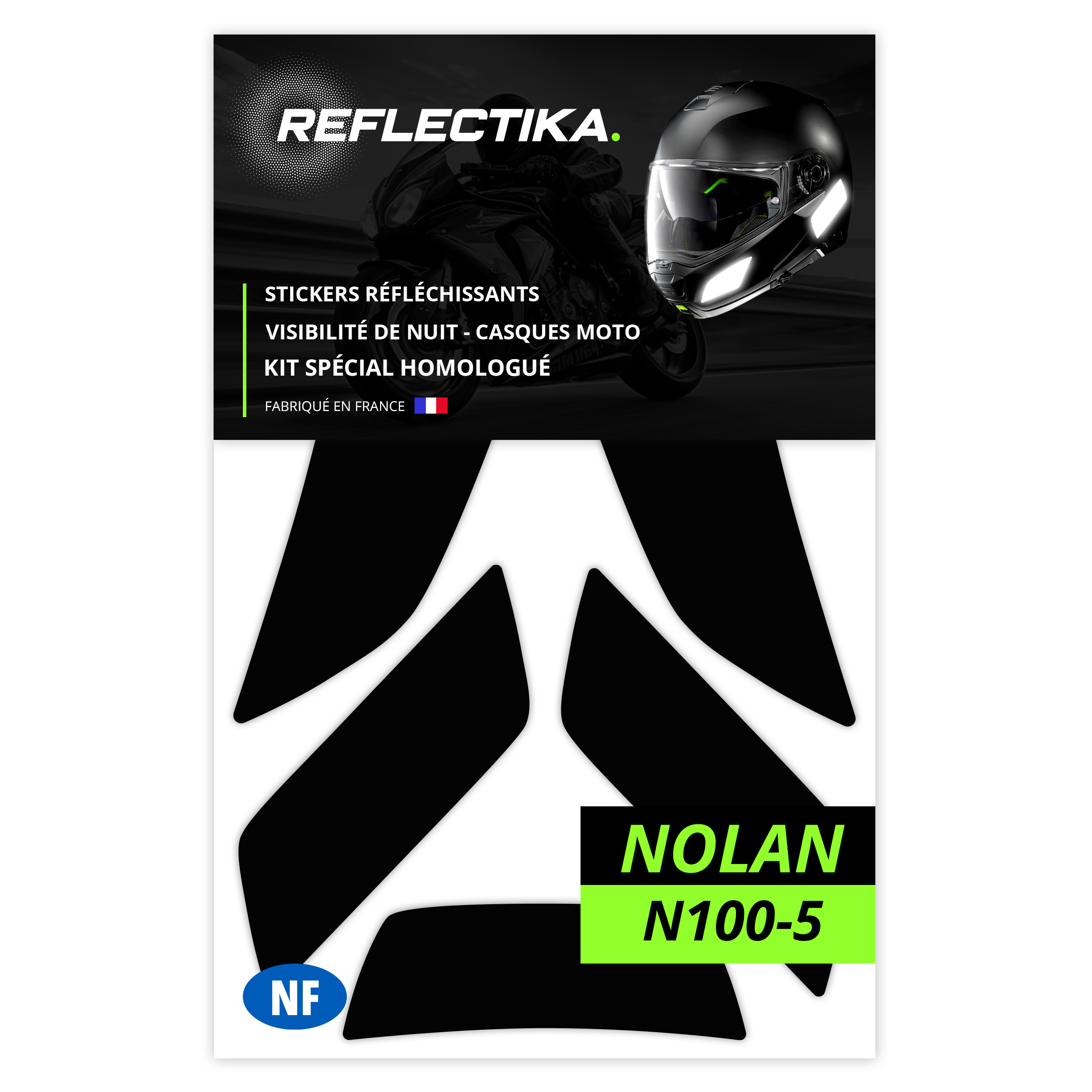 Kit Spécial Stickers Autocollants Réfléchissants pour casque Moto Nolan N100-5