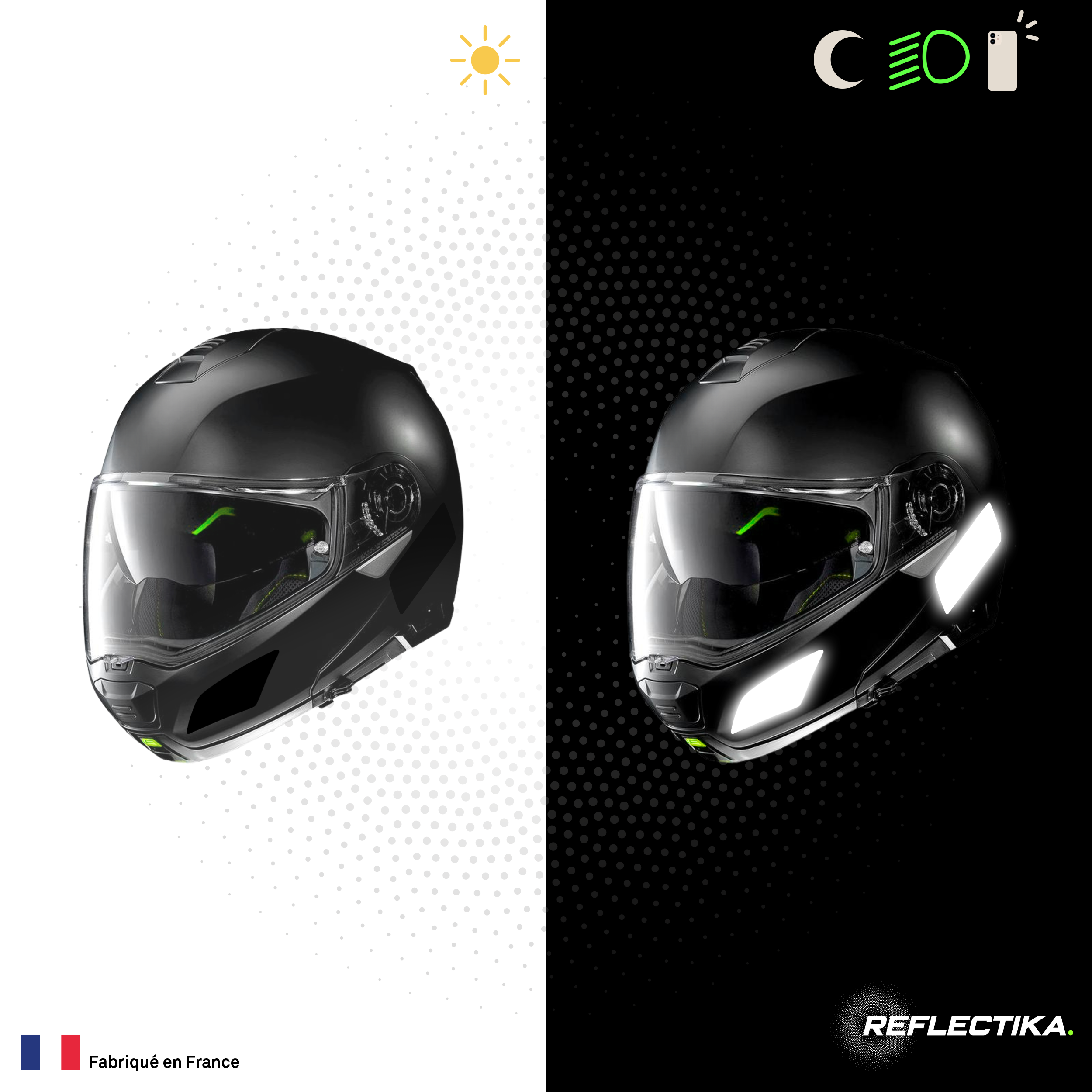 Kit Spécial Stickers Autocollants Réfléchissants pour casque Moto Nolan N100-5