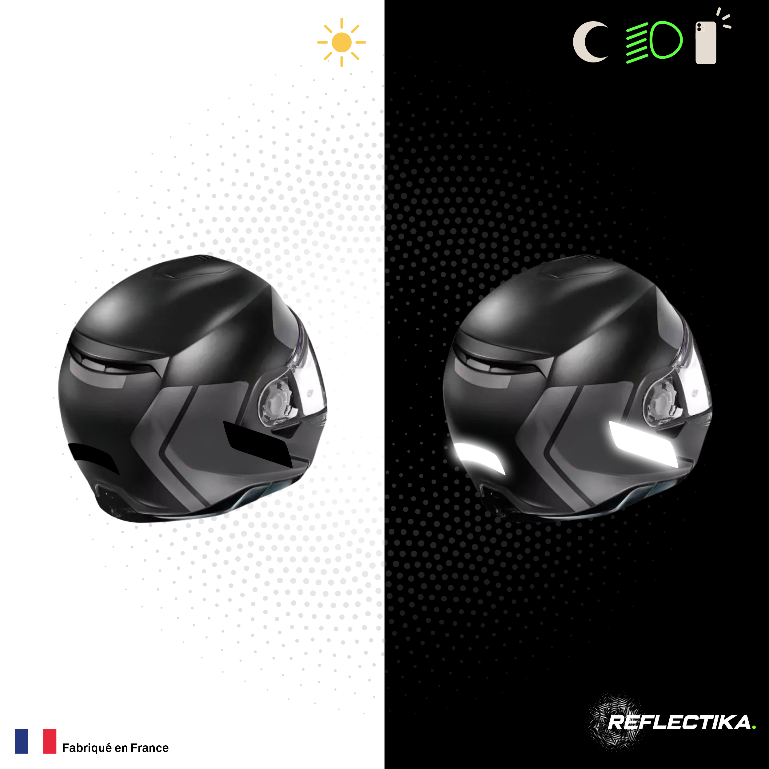 Kit Spécial Stickers Autocollants Réfléchissants pour casque Moto Nolan N100-5