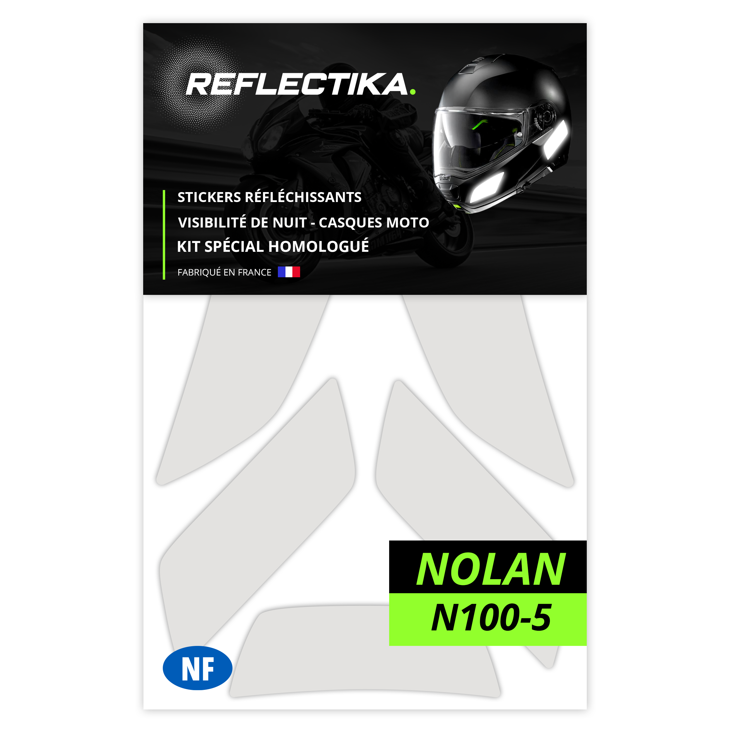 Kit Spécial Stickers Autocollants Réfléchissants pour casque Moto Nolan N100-5