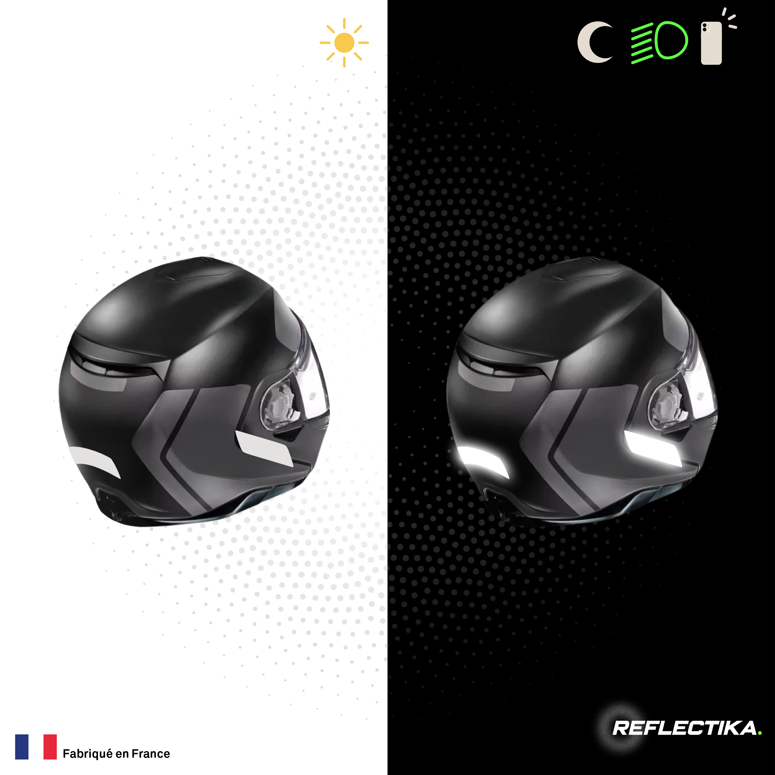 Kit Spécial Stickers Autocollants Réfléchissants pour casque Moto Nolan N100-5