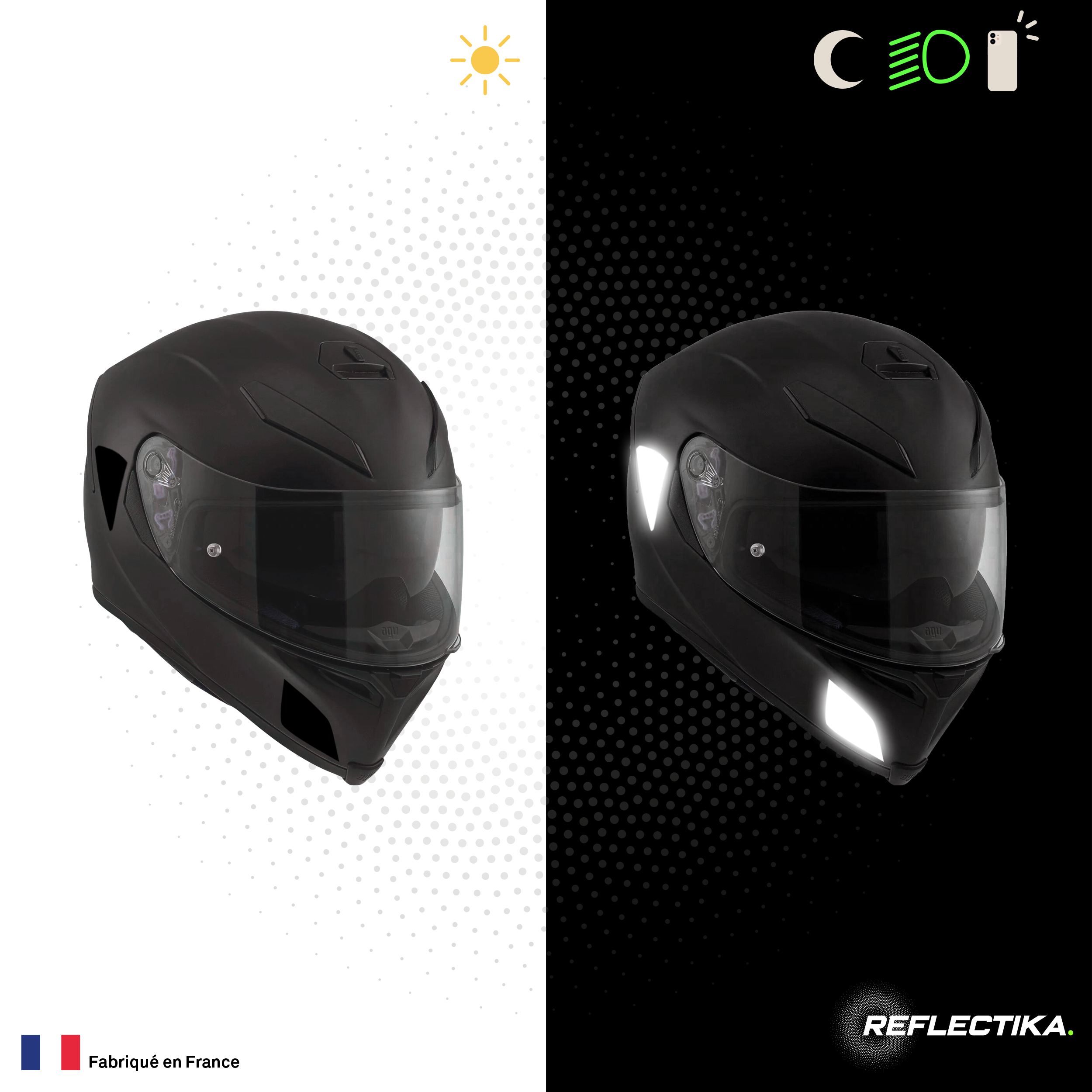 Kit Spécial Stickers Autocollants Réfléchissants pour casque Moto AGV K5S
