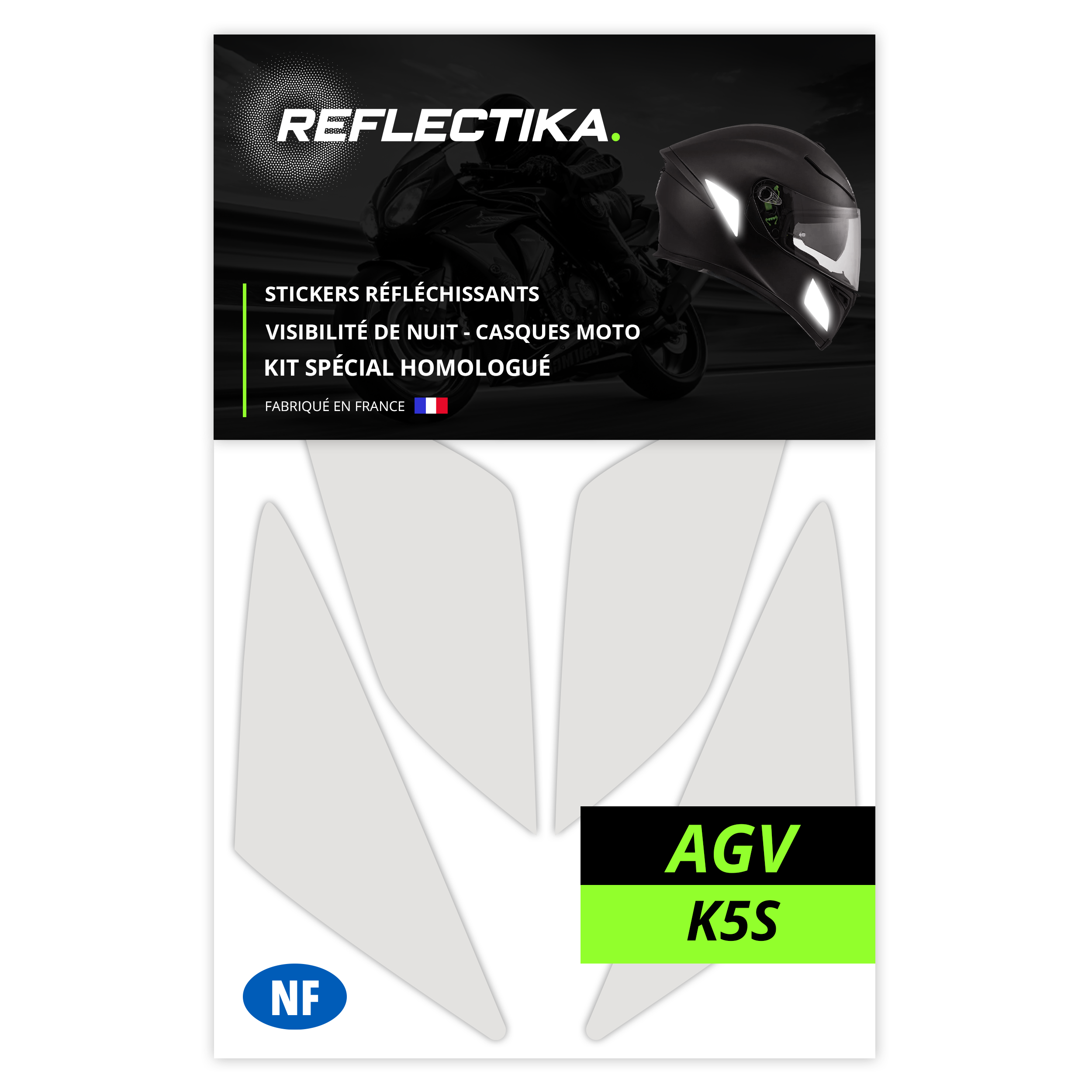 Kit Spécial Stickers Autocollants Réfléchissants pour casque Moto AGV K5S