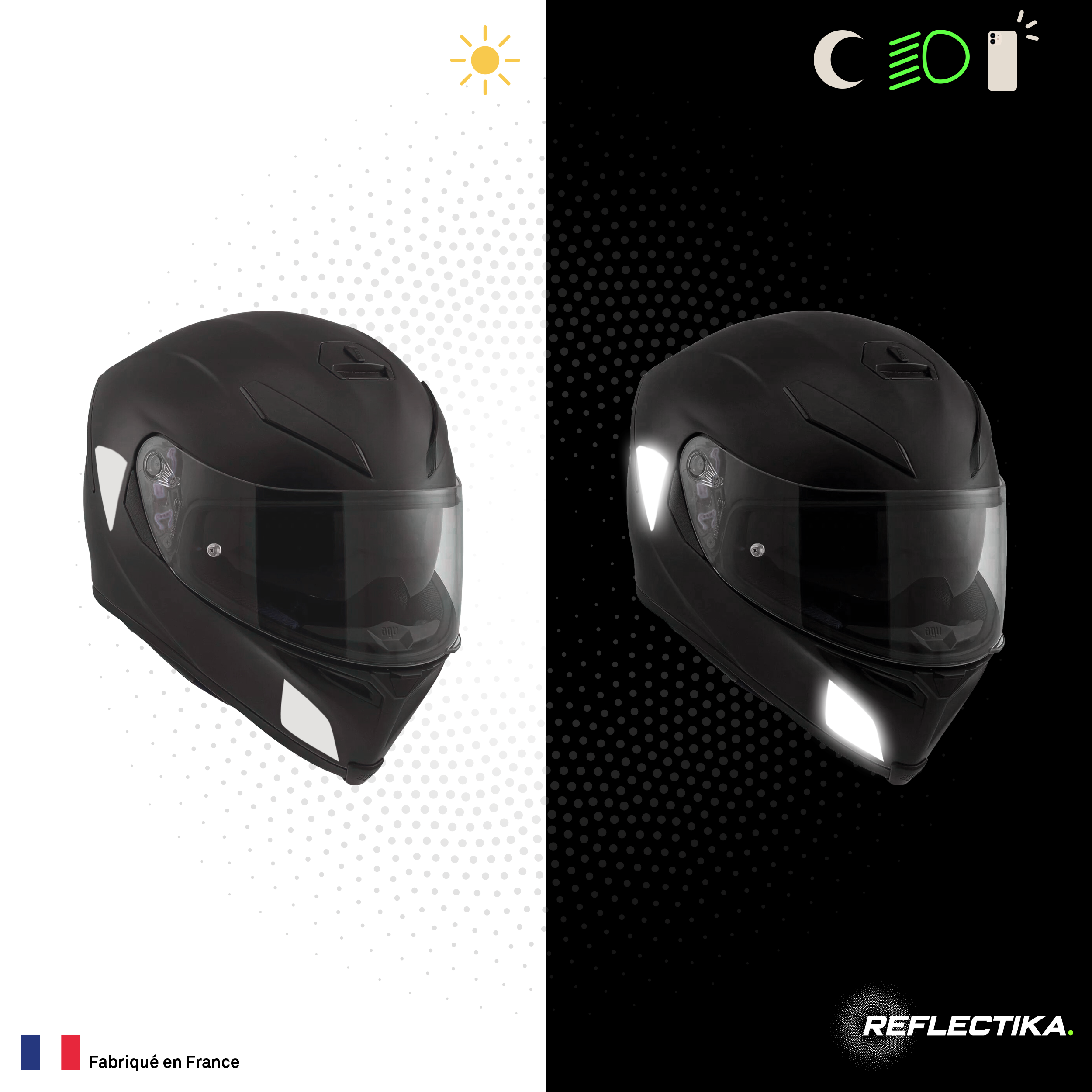 Kit Spécial Stickers Autocollants Réfléchissants pour casque Moto AGV K5S