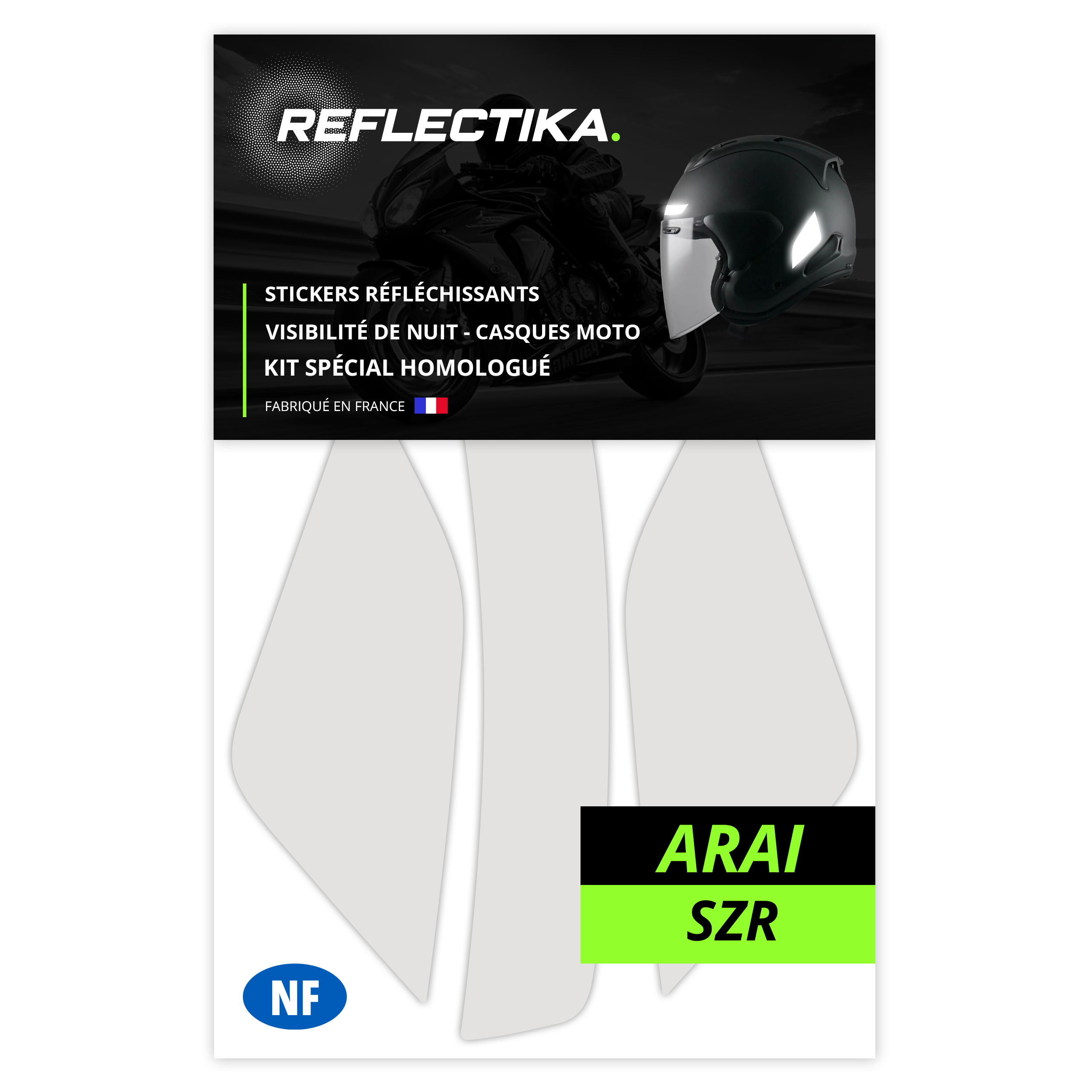 Kit Spécial Stickers Autocollants Réfléchissants pour casque Moto Arai SZR