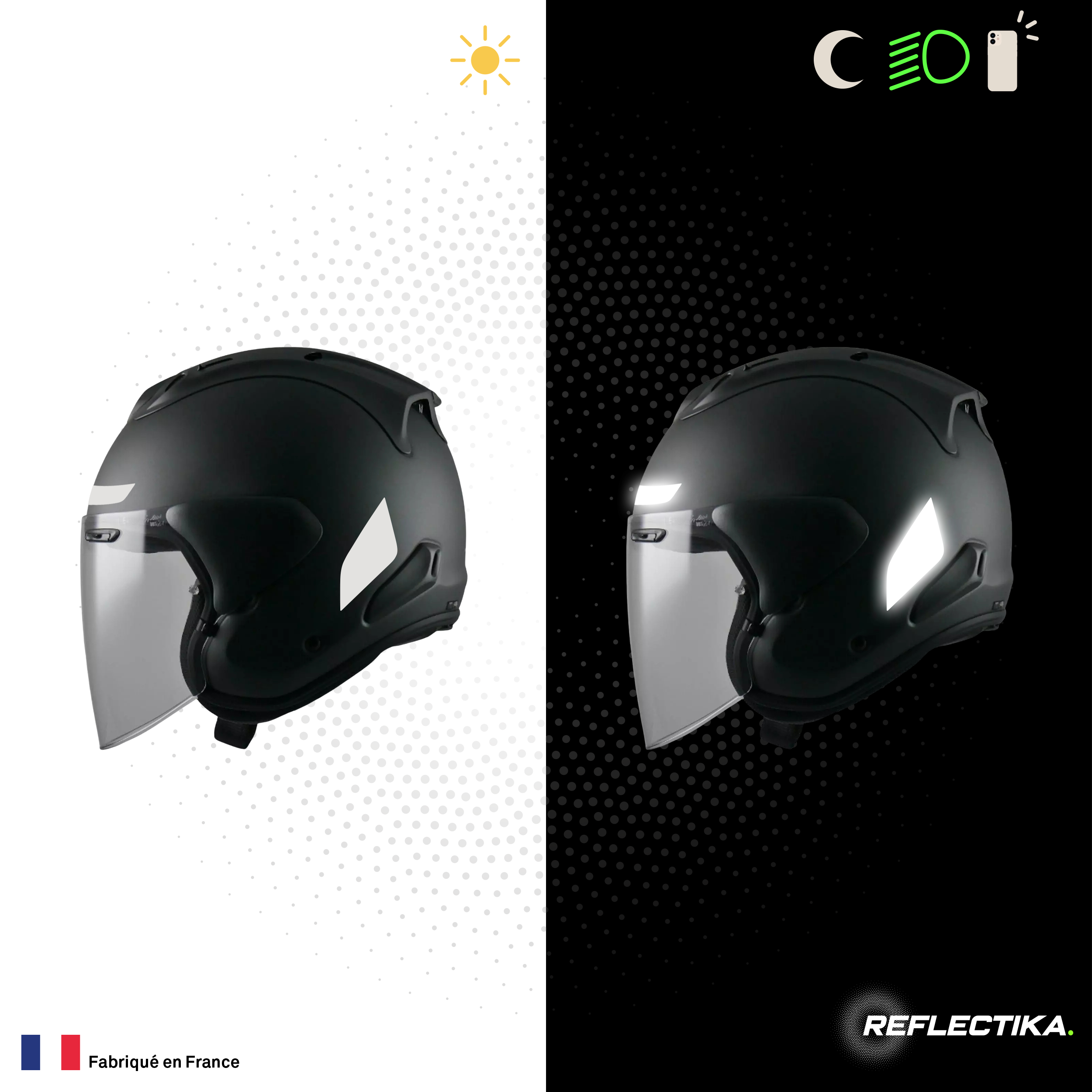 Kit Spécial Stickers Autocollants Réfléchissants pour casque Moto Arai SZR