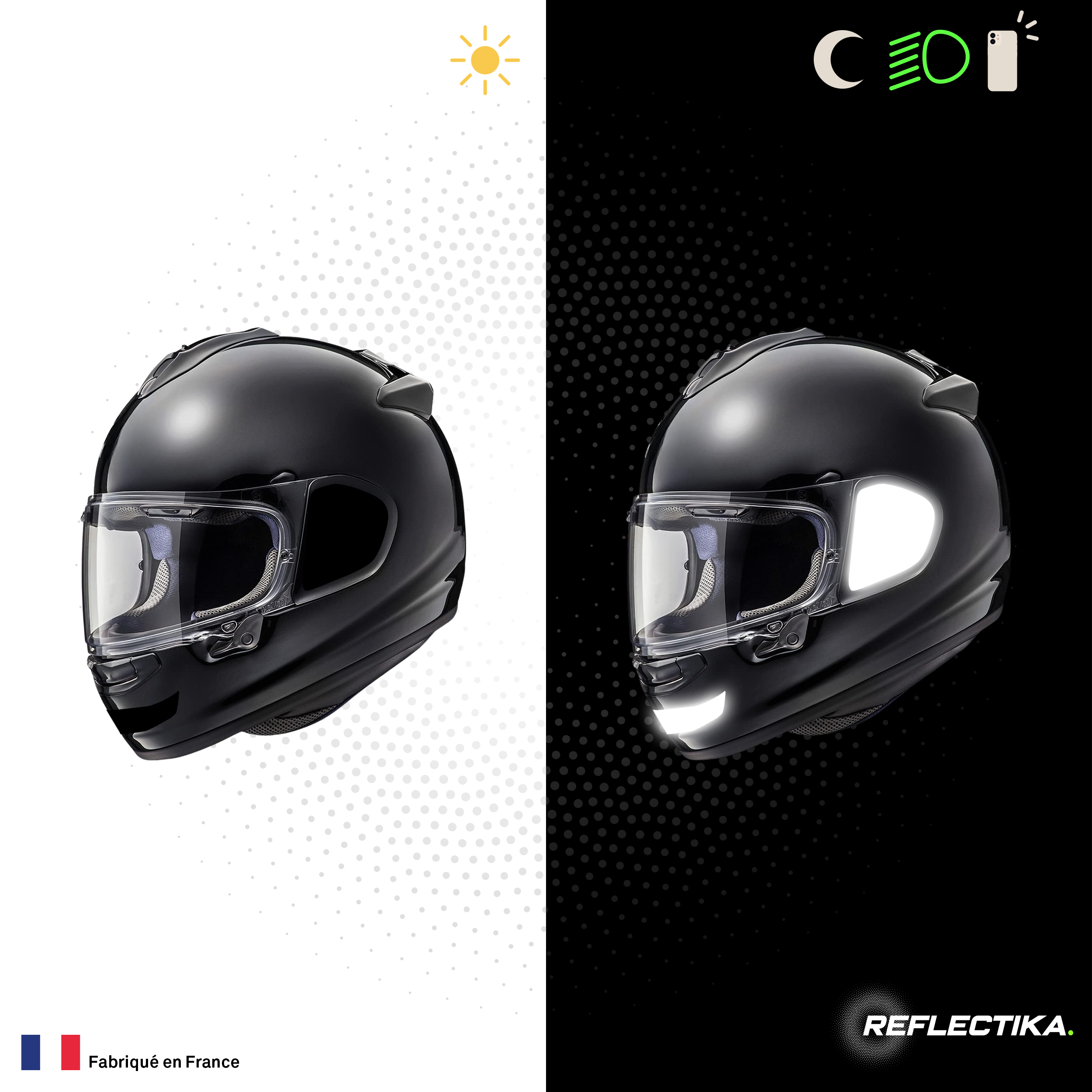 Kit Spécial Stickers Autocollants Réfléchissants pour casque Moto Arai Chaster X