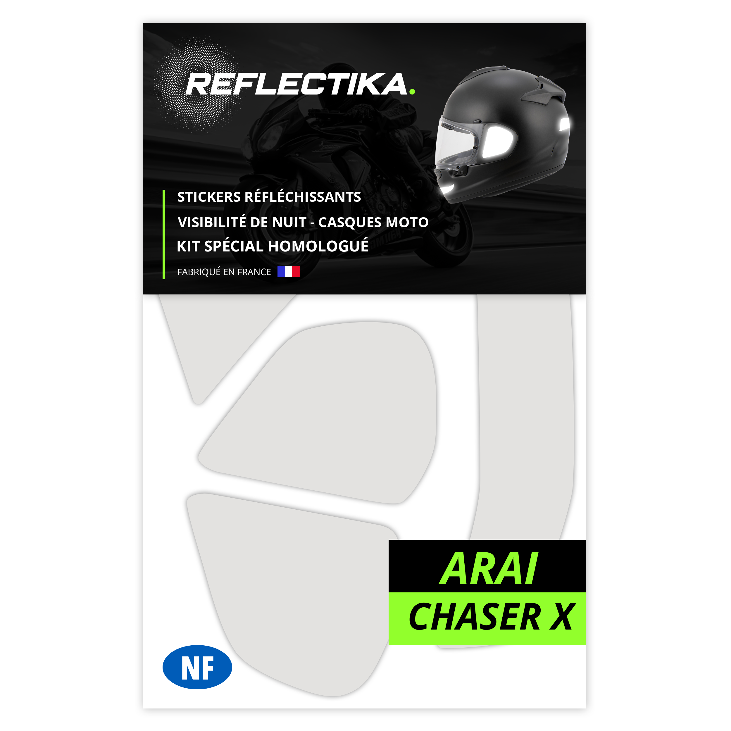 Kit Spécial Stickers Autocollants Réfléchissants pour casque Moto Arai Chaster X