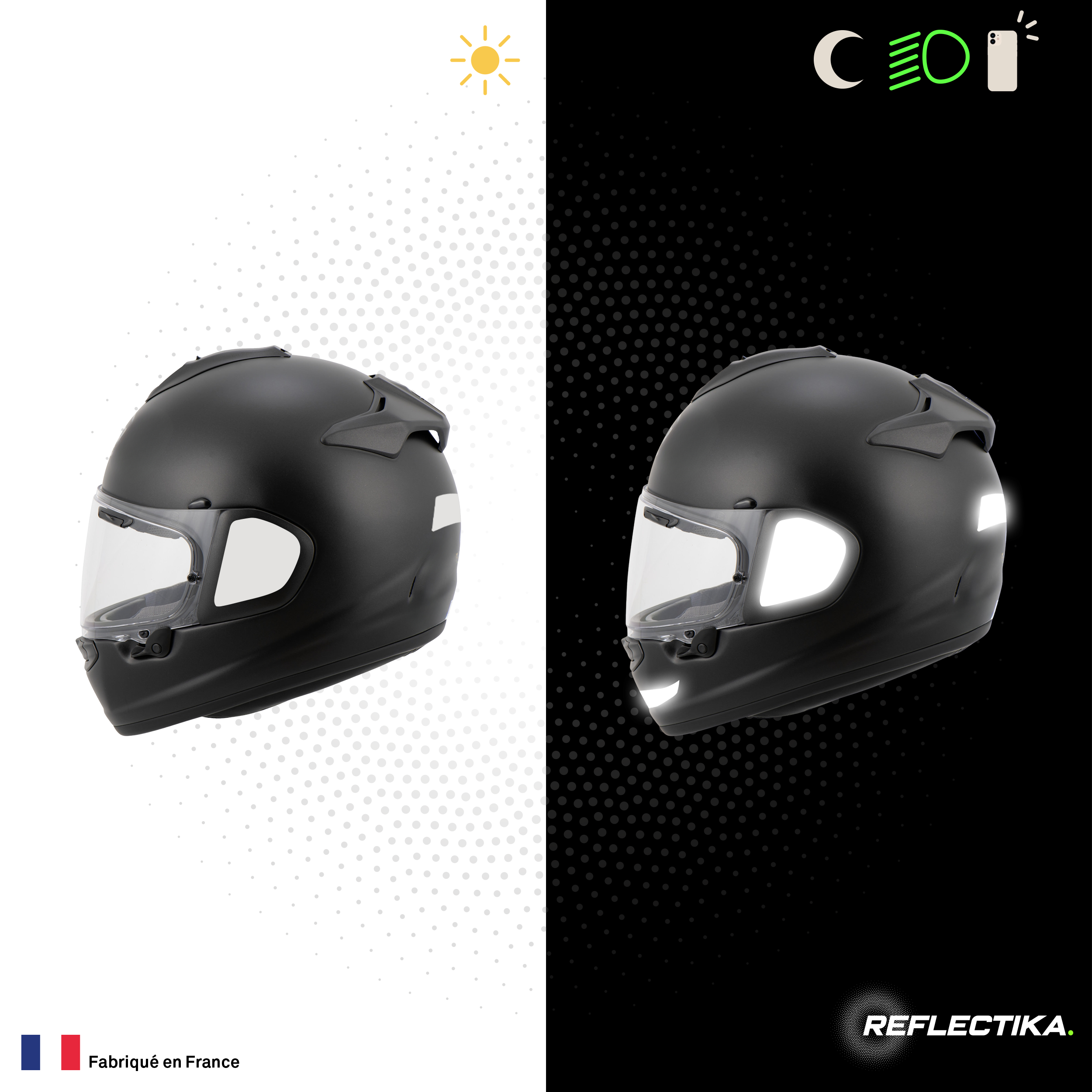 Kit Spécial Stickers Autocollants Réfléchissants pour casque Moto Arai Chaster X