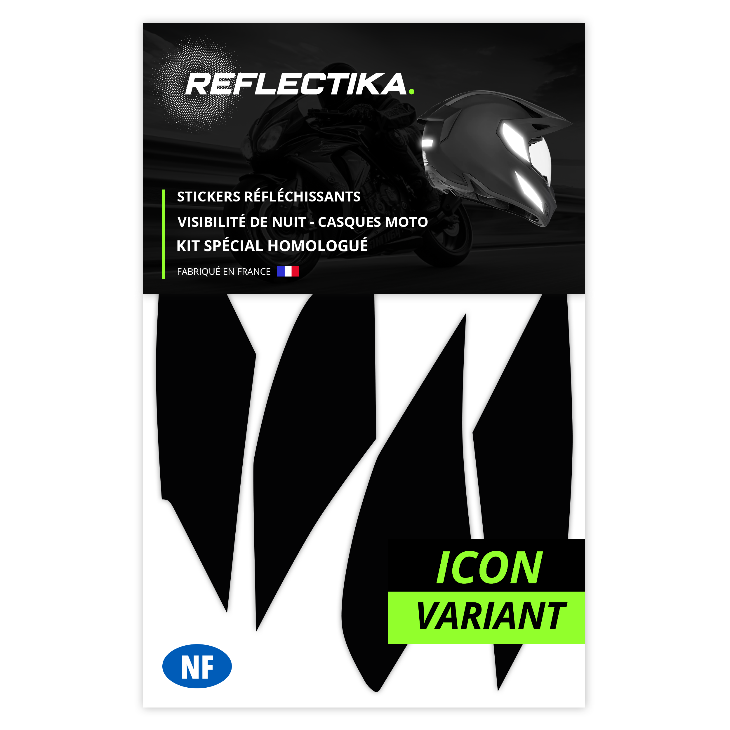 Kit Spécial Stickers Autocollants Réfléchissants pour casque Moto ICON Variant