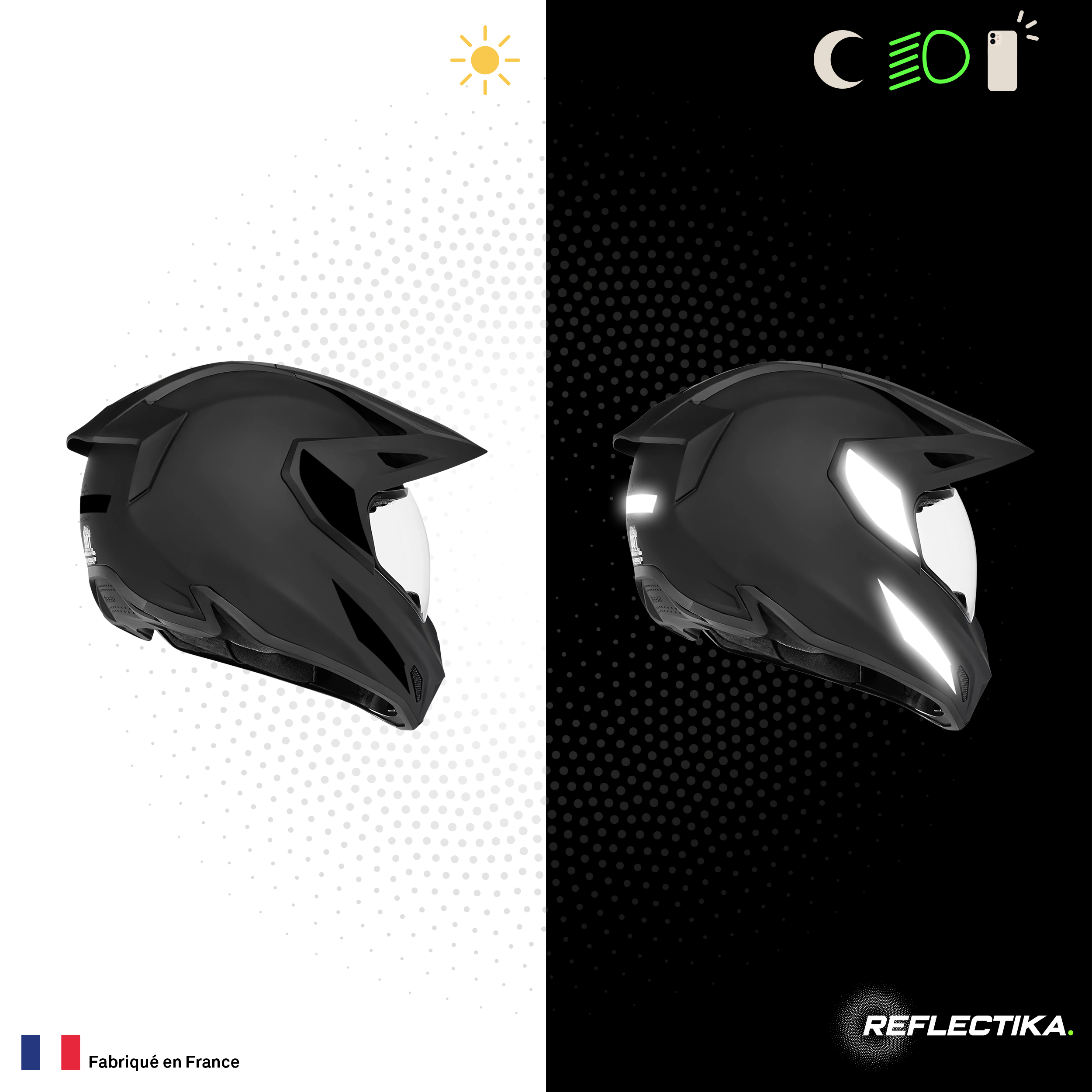 Kit Spécial Stickers Autocollants Réfléchissants pour casque Moto ICON Variant