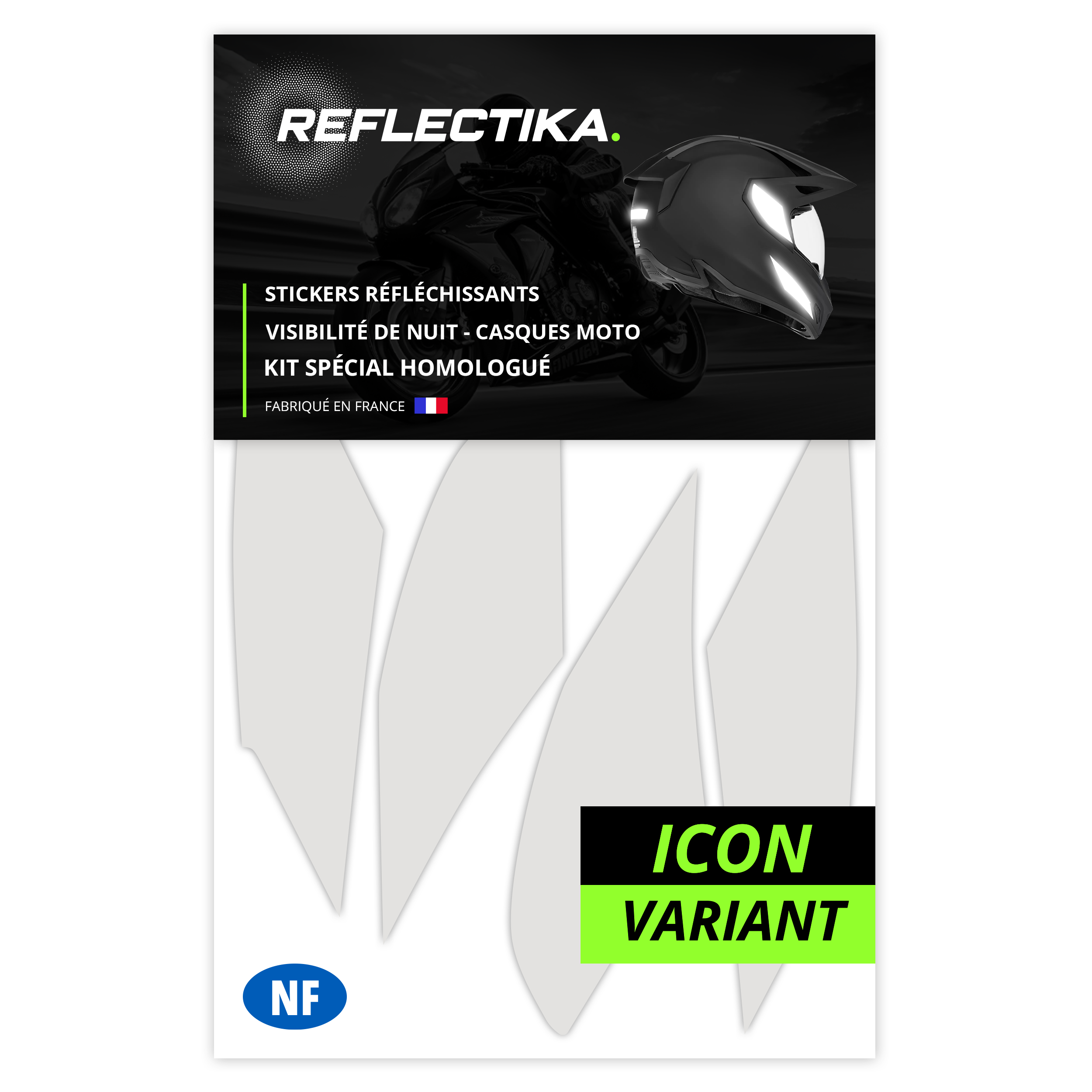 Kit Spécial Stickers Autocollants Réfléchissants pour casque Moto ICON Variant
