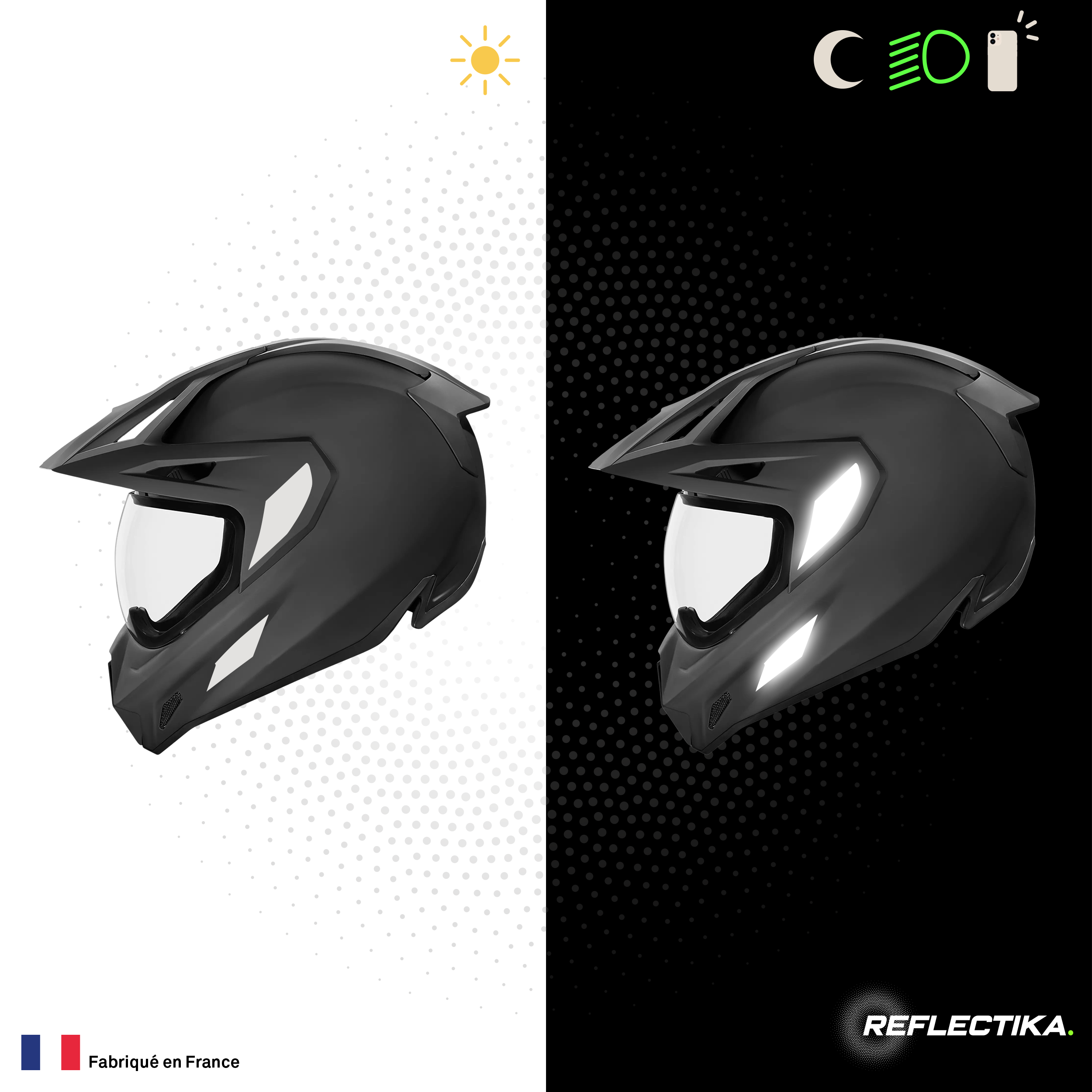 Kit Spécial Stickers Autocollants Réfléchissants pour casque Moto ICON Variant