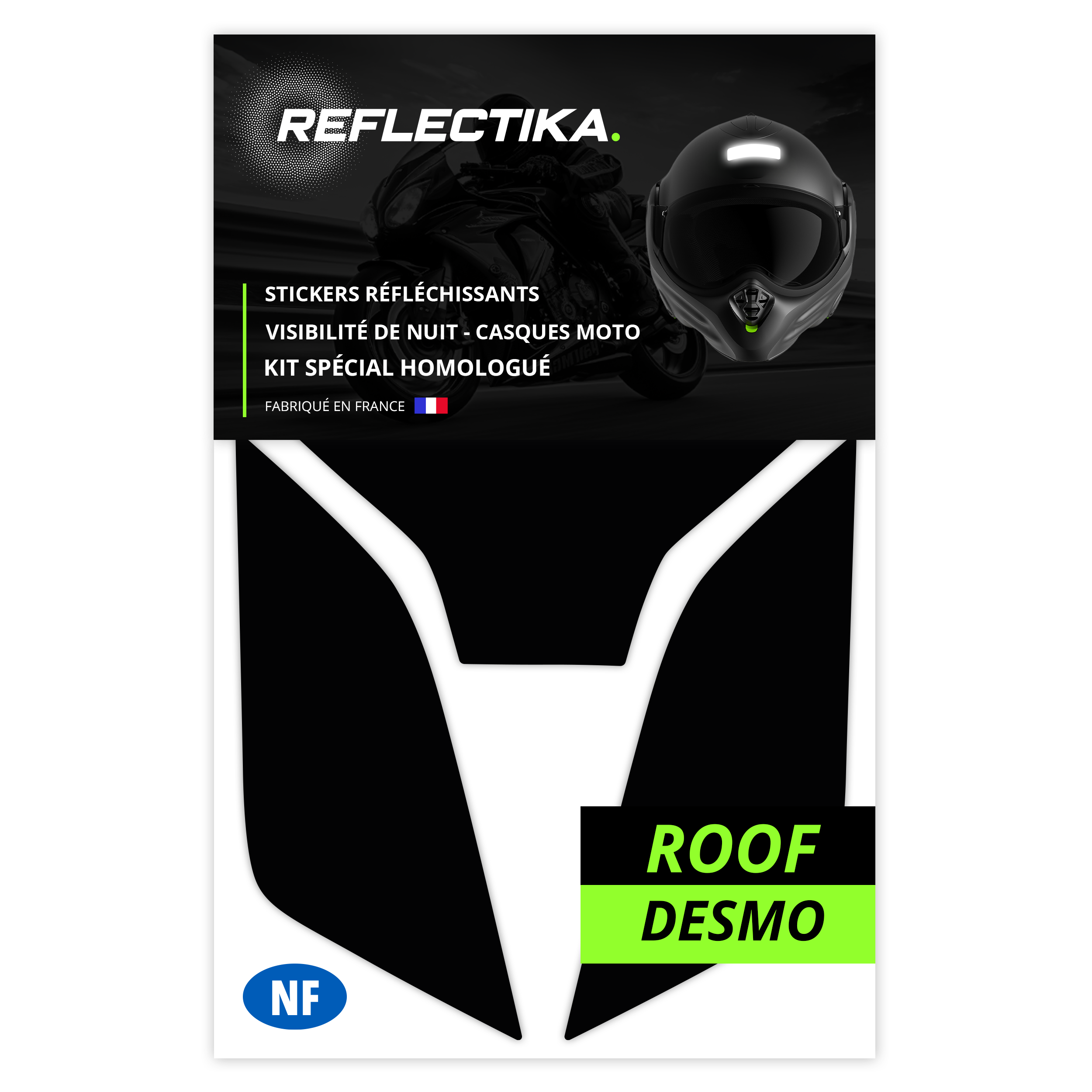 Kit Spécial Stickers Autocollants Réfléchissants pour casque Moto Roof Desmo