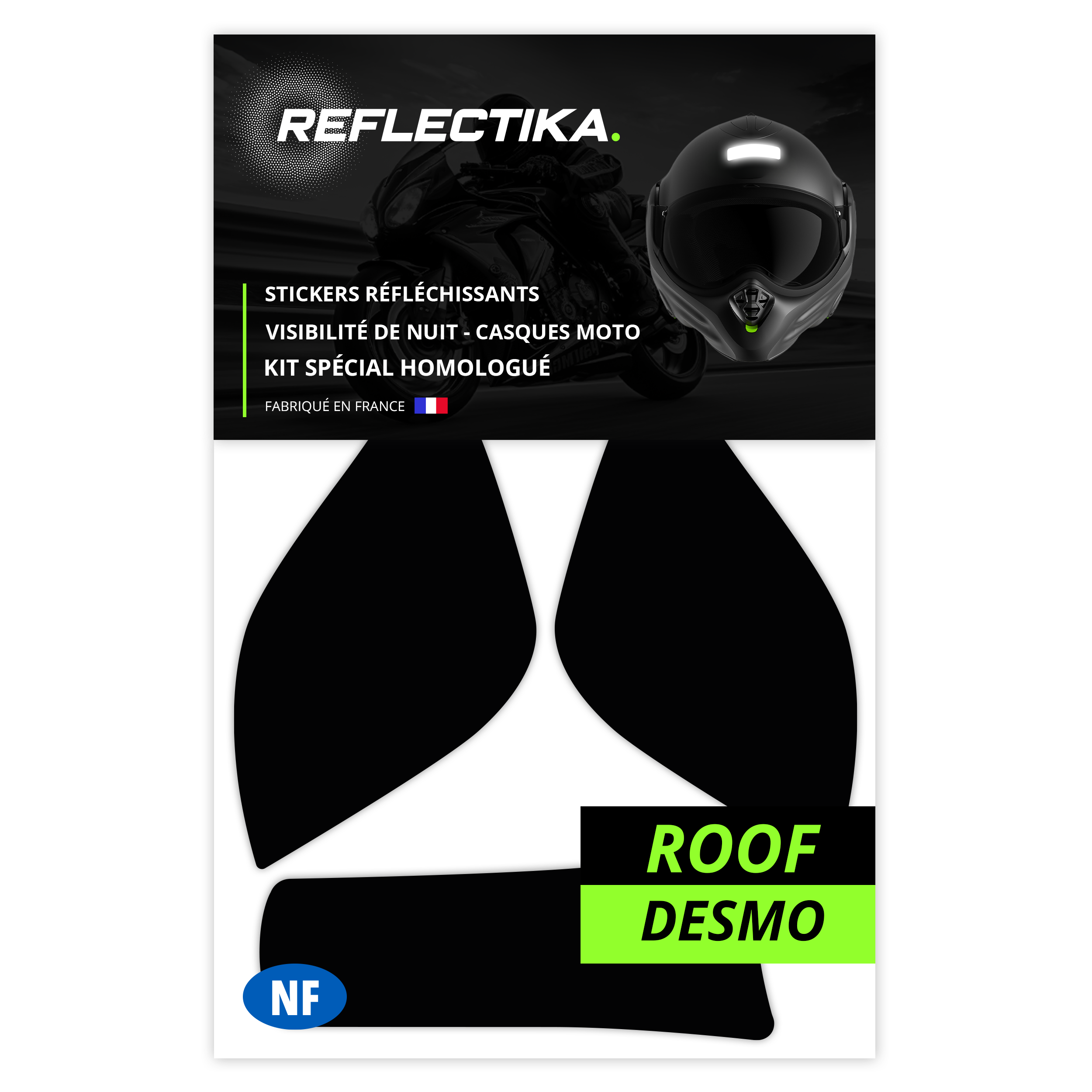 Kit Spécial Stickers Autocollants Réfléchissants pour casque Moto Roof Desmo